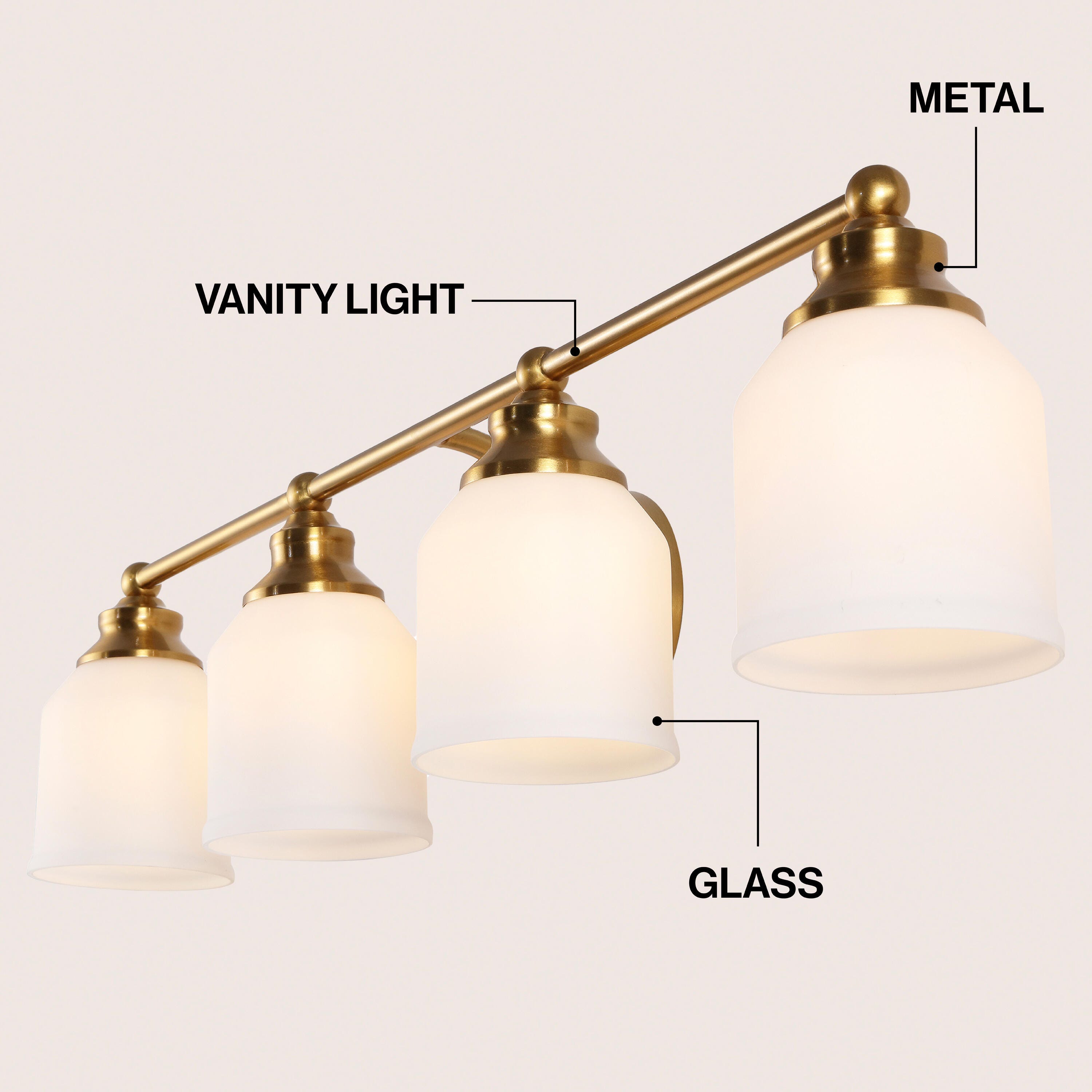JONATHAN Y Lydia 4-Light Scone, Brass Gold/White, large