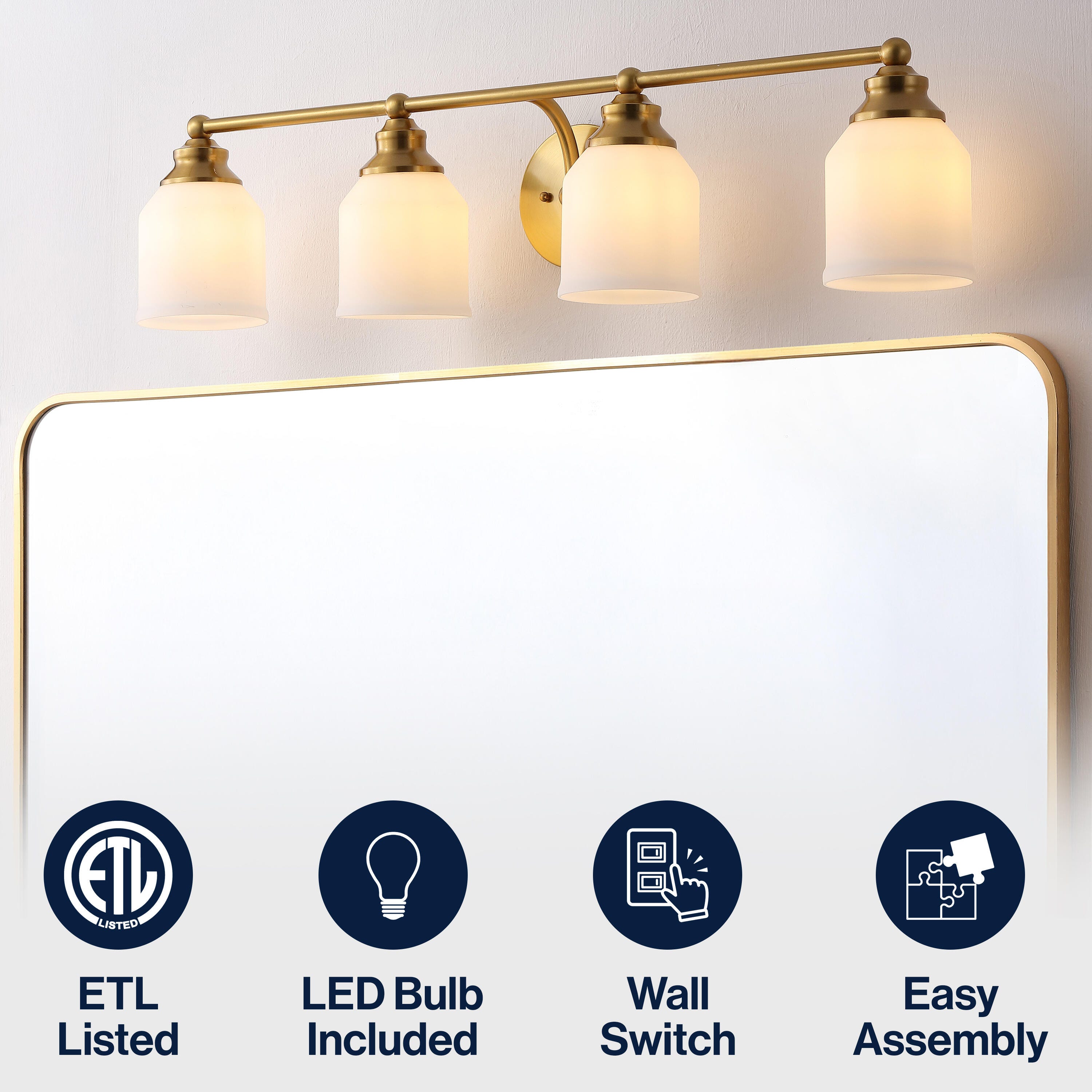 JONATHAN Y Lydia 4-Light Scone, Brass Gold/White, large