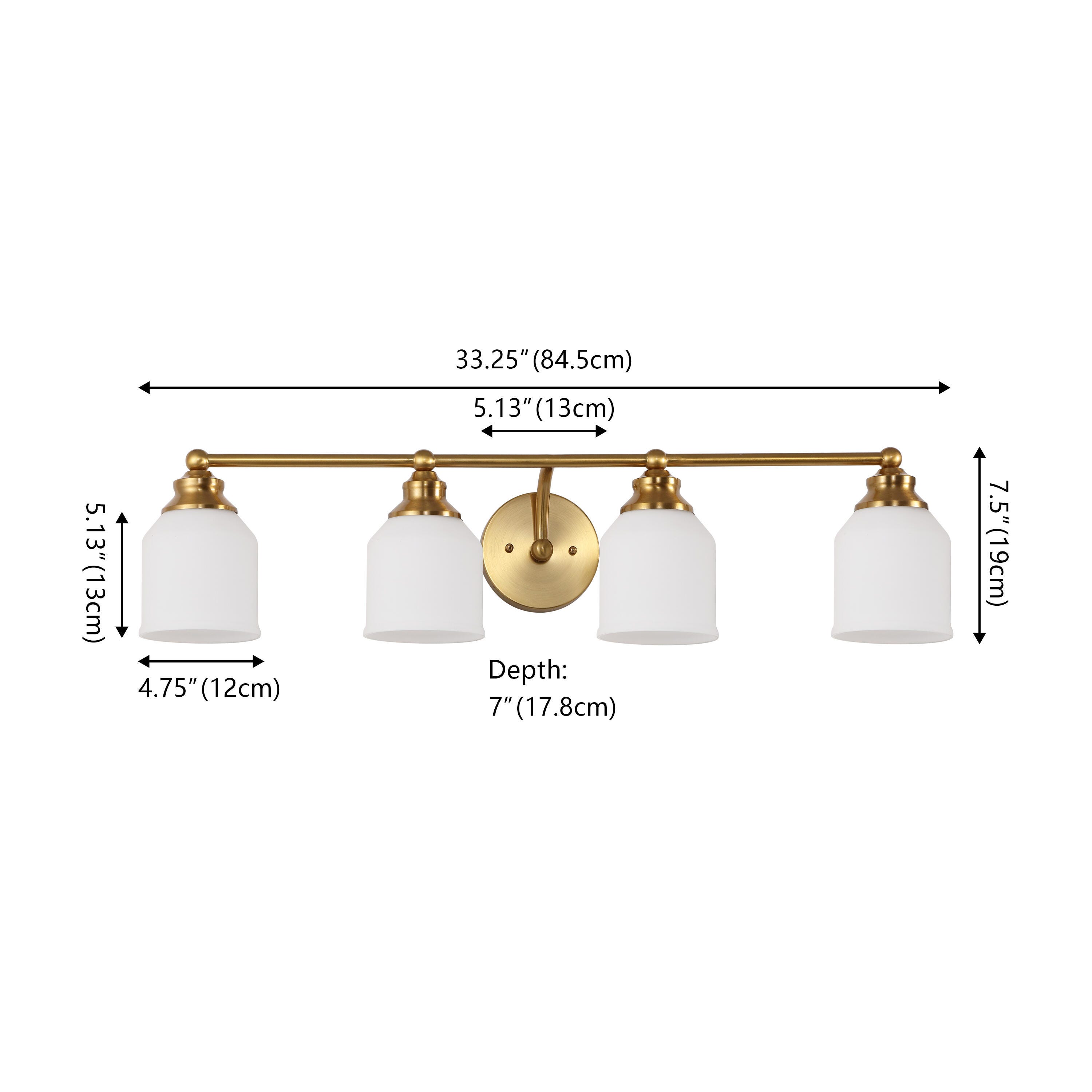 JONATHAN Y Lydia 4-Light Scone, Brass Gold/White, large