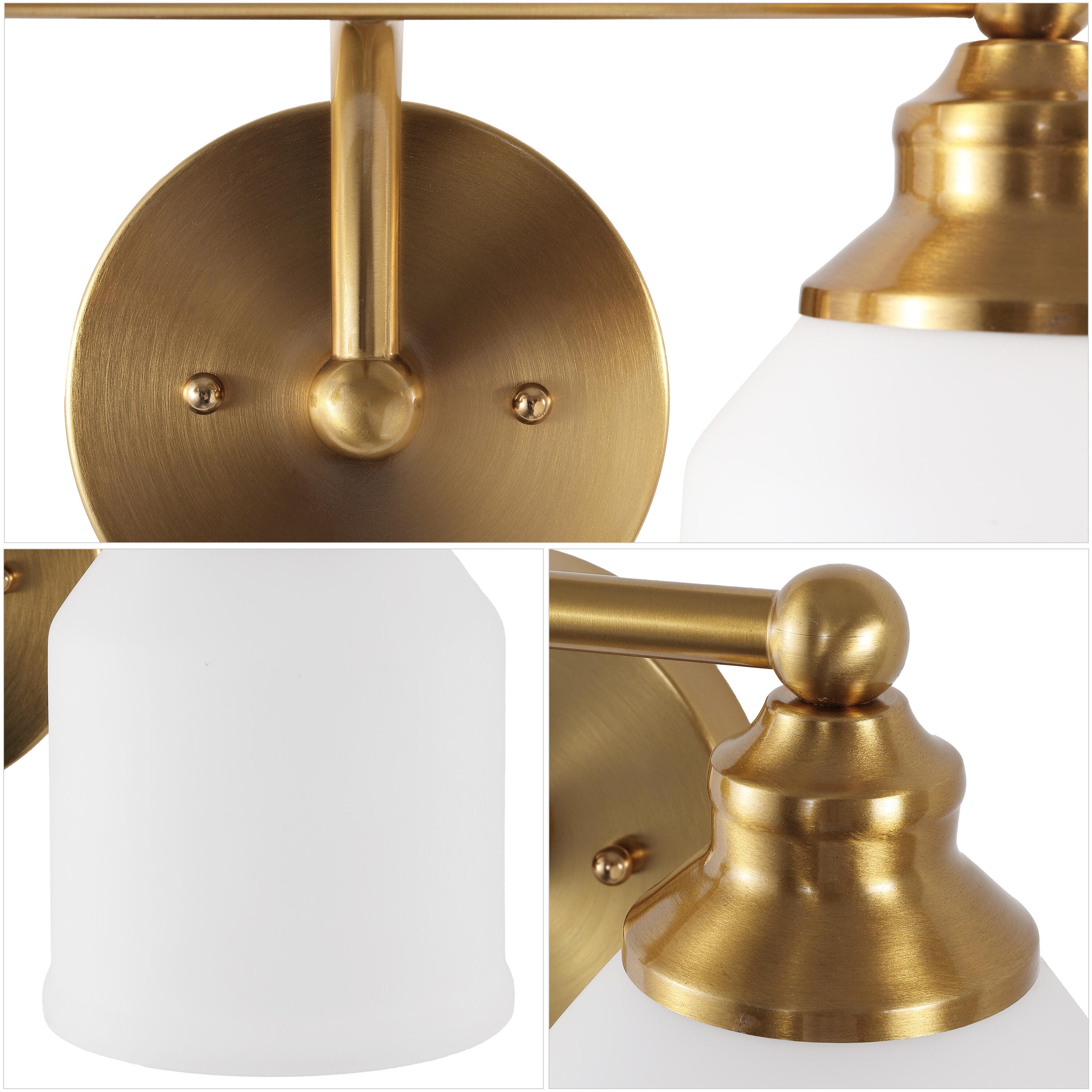 JONATHAN Y Lydia 4-Light Scone, Brass Gold/White, large