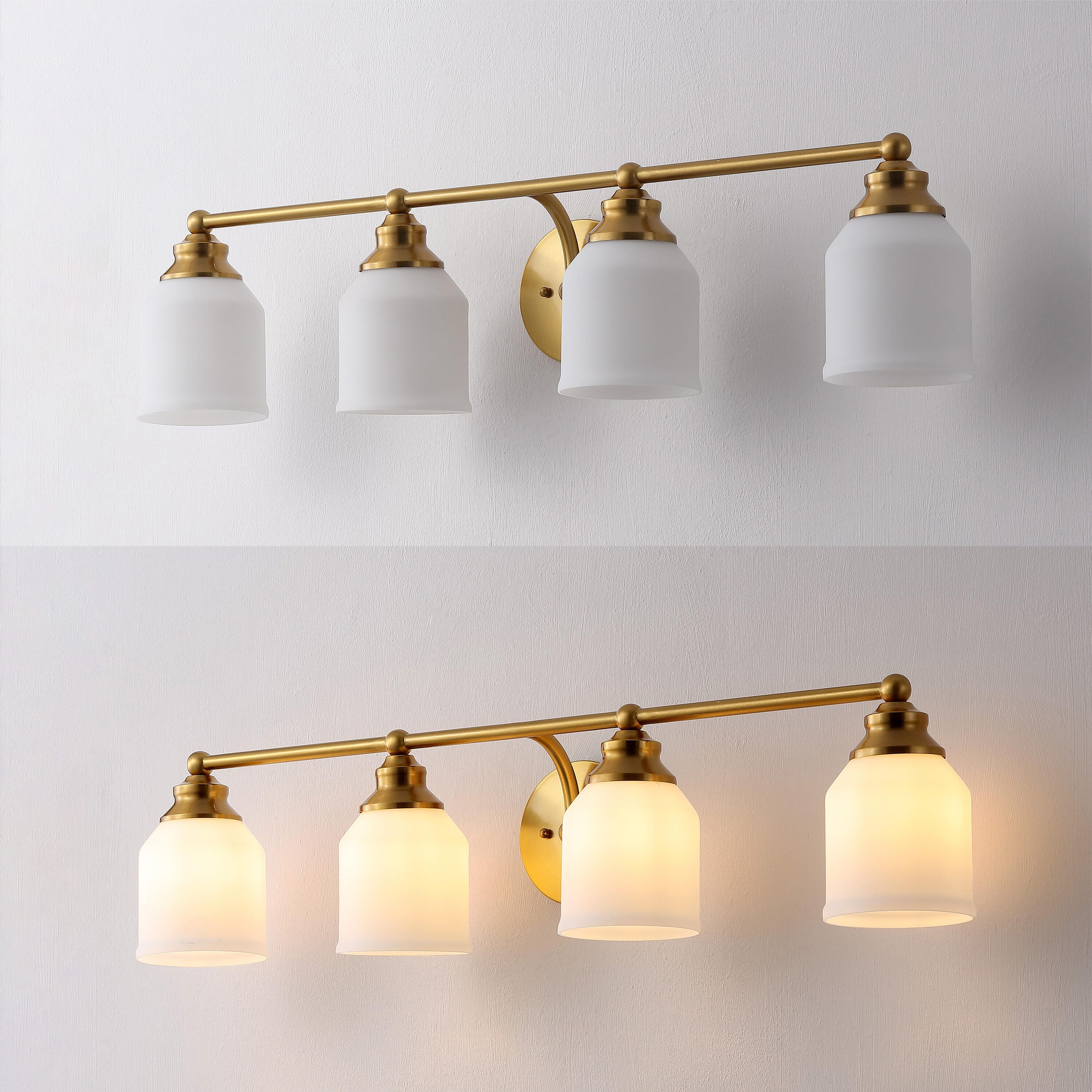 JONATHAN Y Lydia 4-Light Scone, Brass Gold/White, large