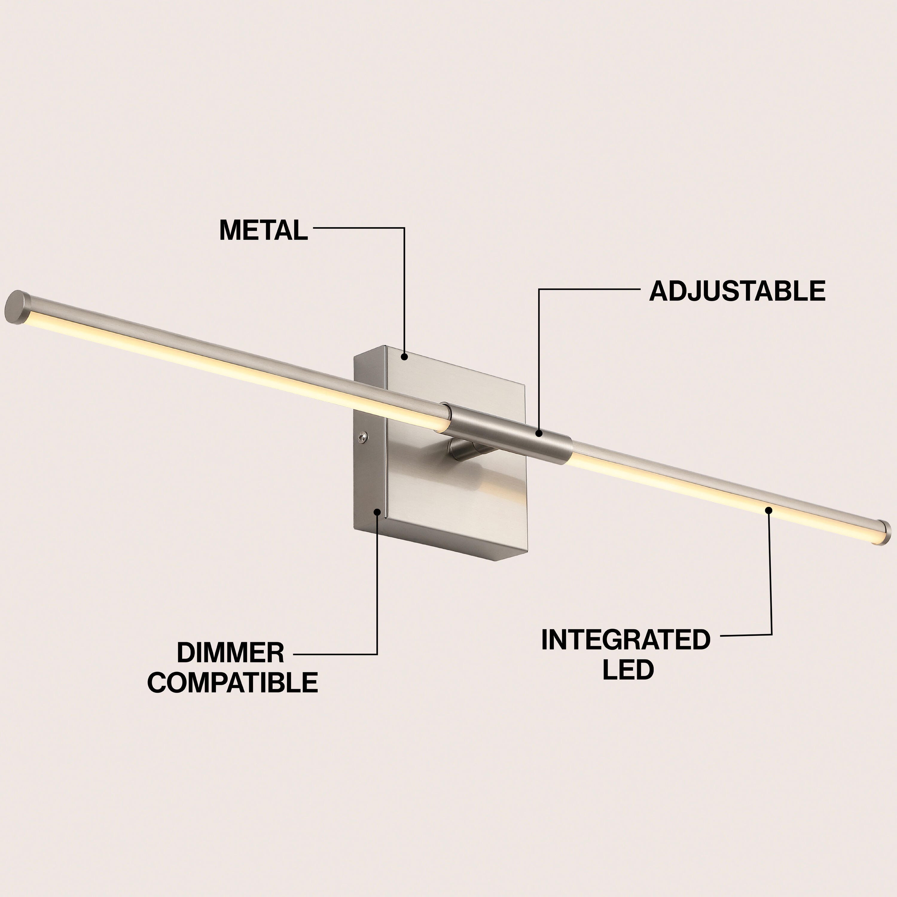 JONATHAN Y McKenna Wall Sconce, Nickel, large