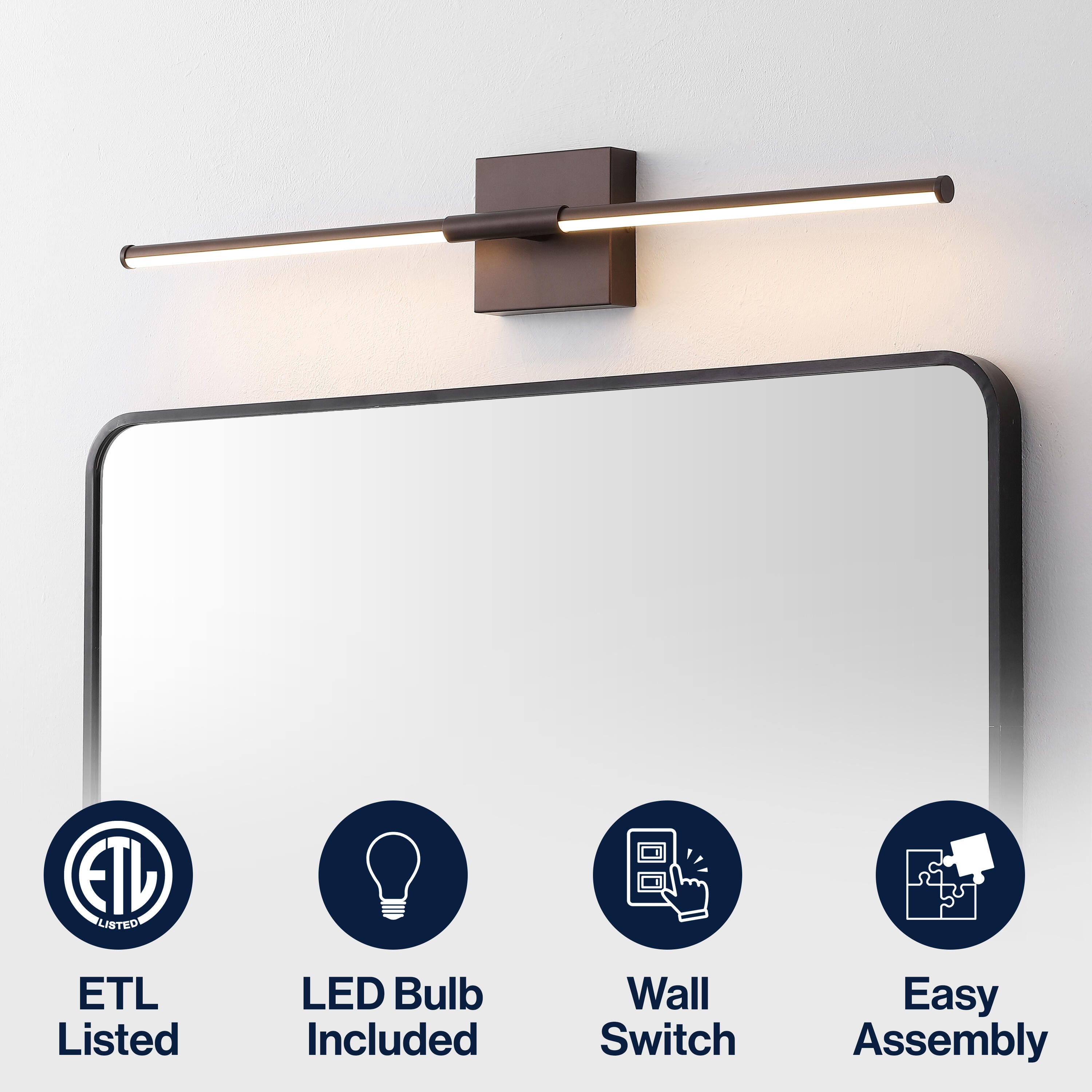 JONATHAN Y McKenna Wall Sconce, Oil Rubbed Bronze, large