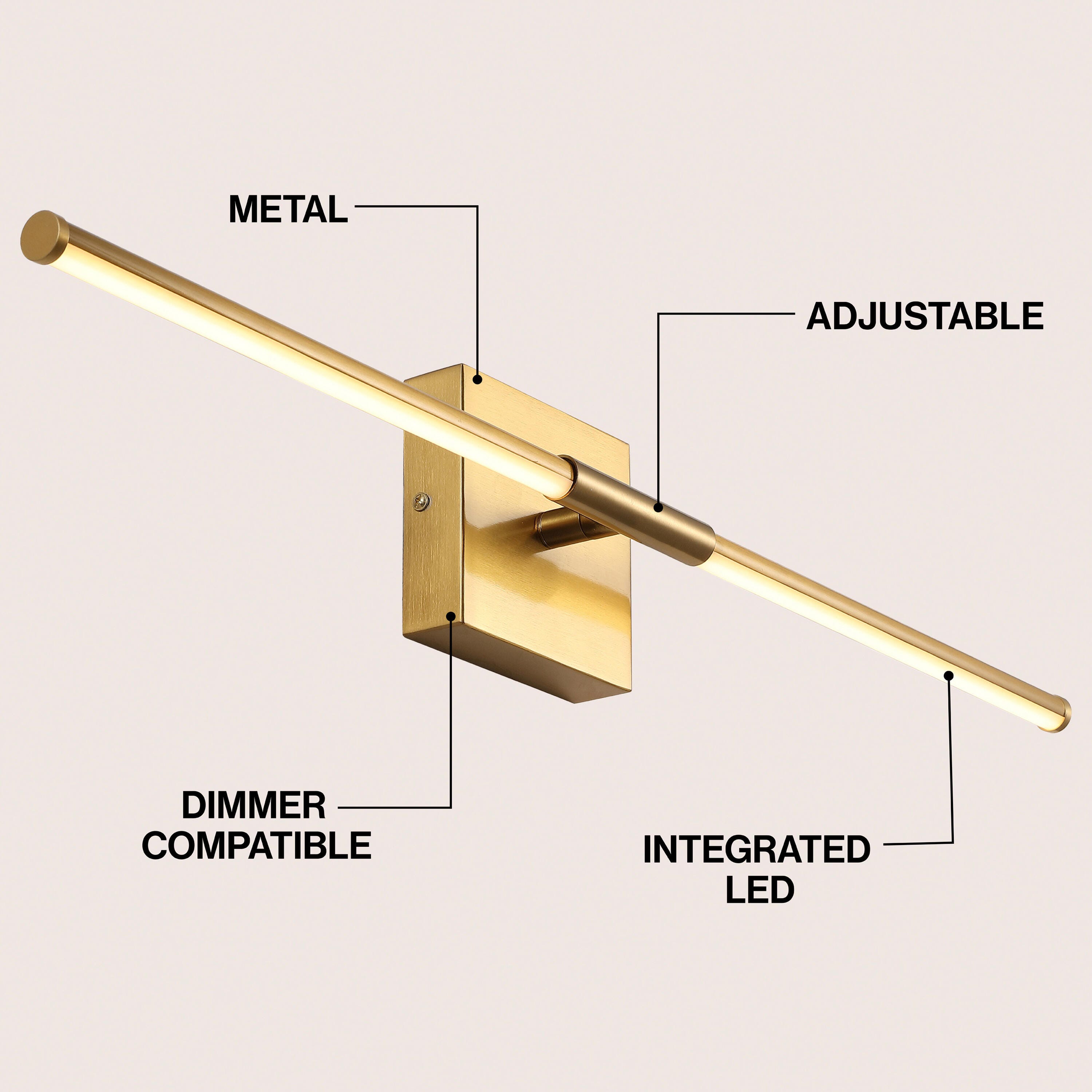 JONATHAN Y McKenna Wall Sconce, Brass Gold, large