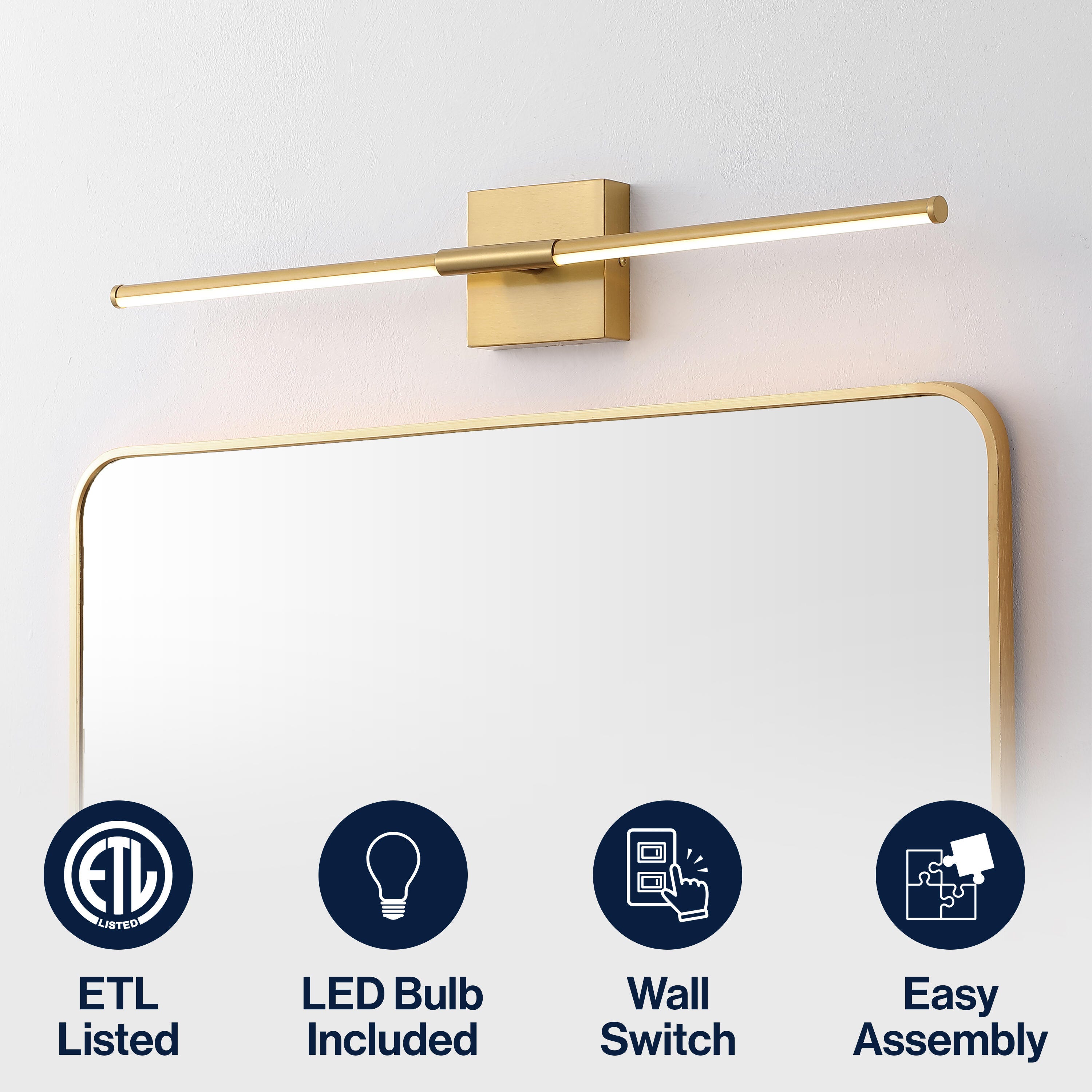 JONATHAN Y McKenna Wall Sconce, Brass Gold, large