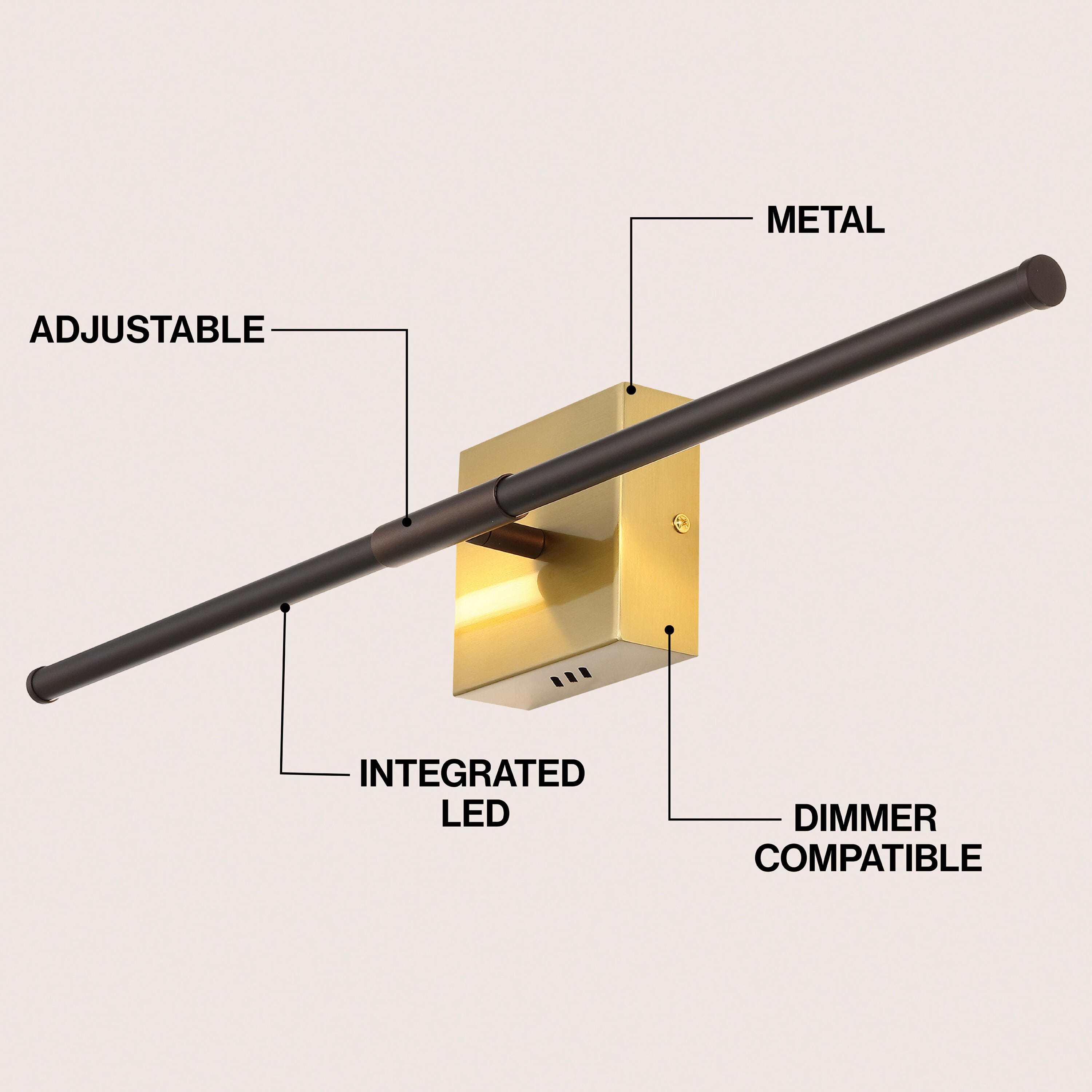 JONATHAN Y McKenna Wall Sconce, Bronze/Brass Gold, large