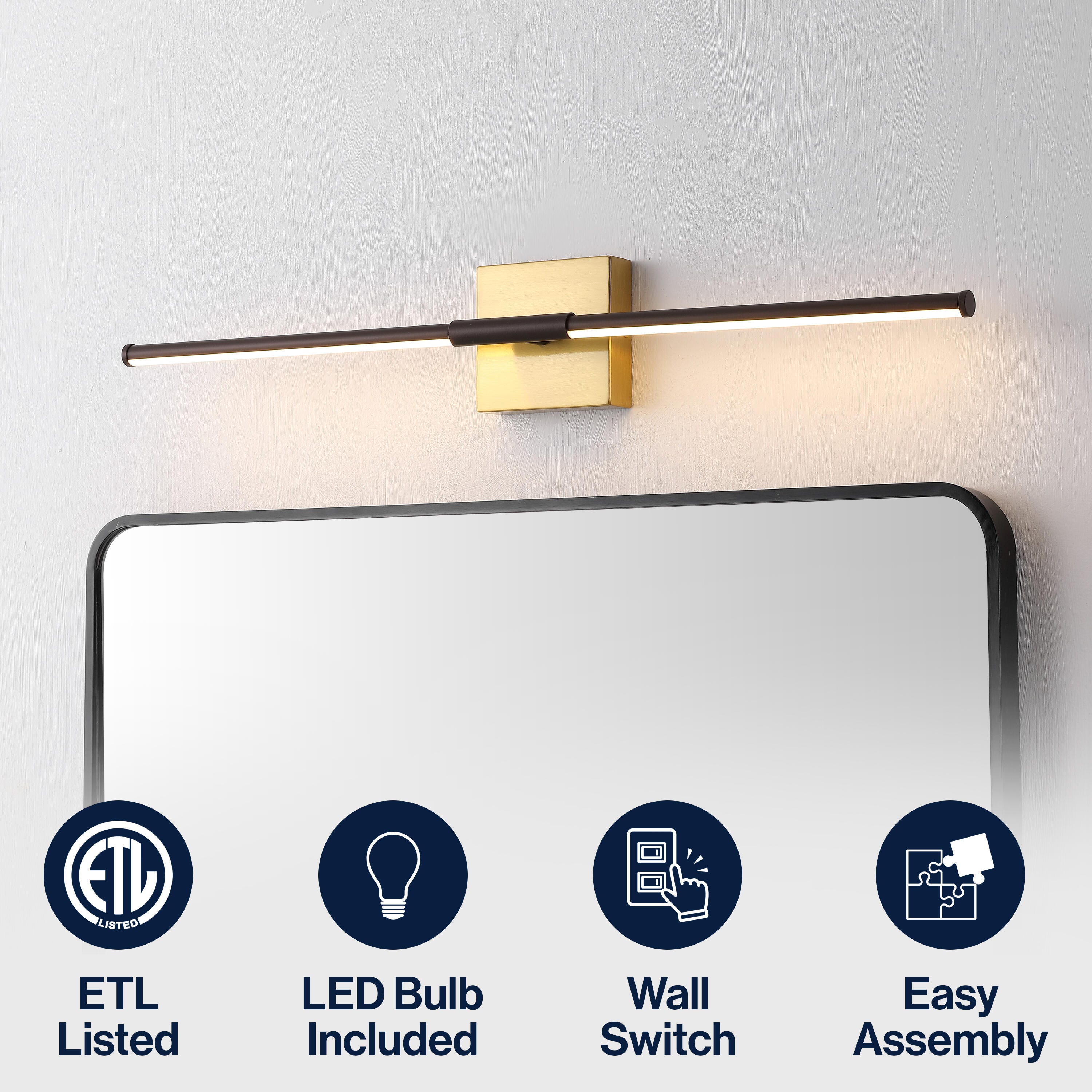 JONATHAN Y McKenna Wall Sconce, Bronze/Brass Gold, large