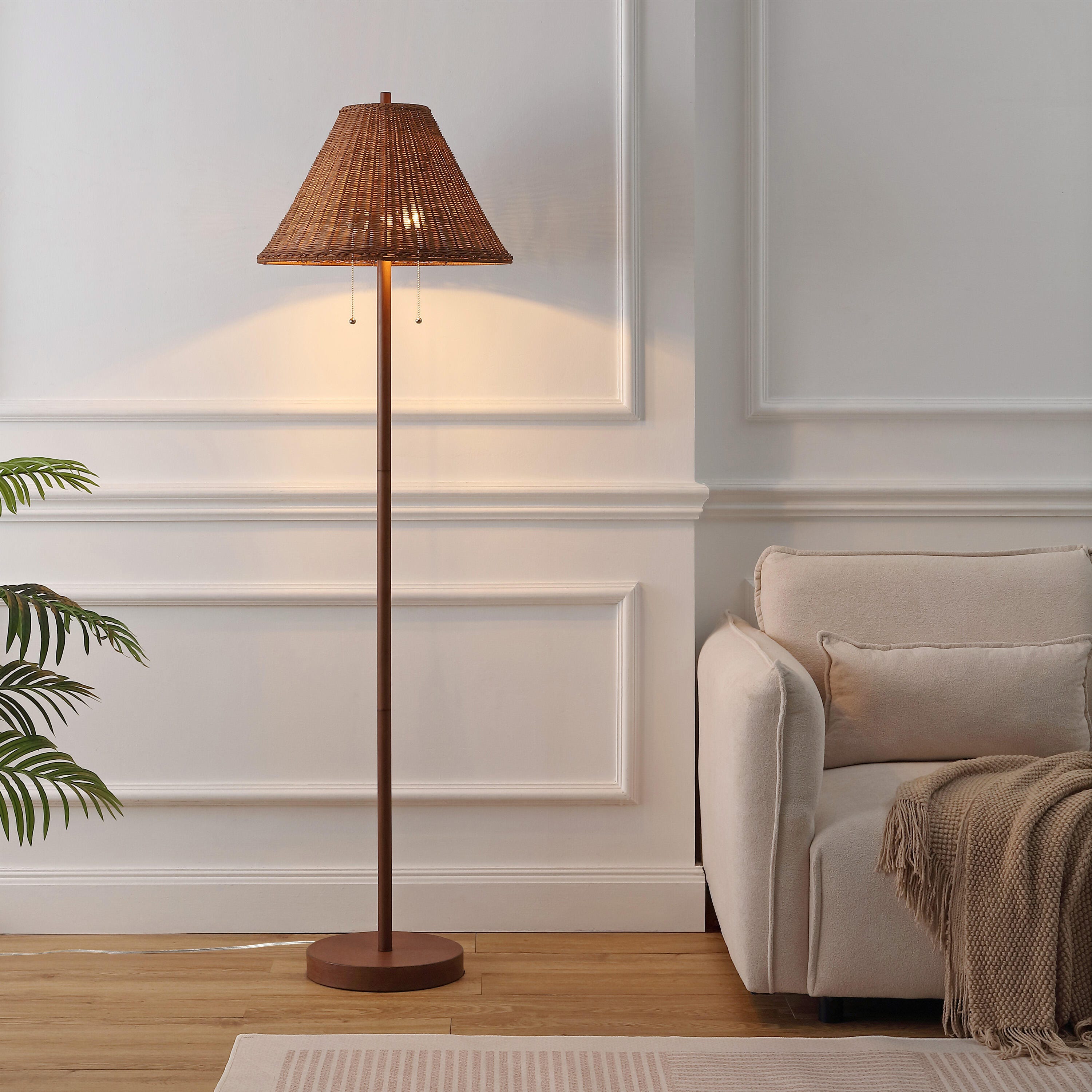 JONATHAN Y Nando Floor Lamp, Dark Brown, rollover