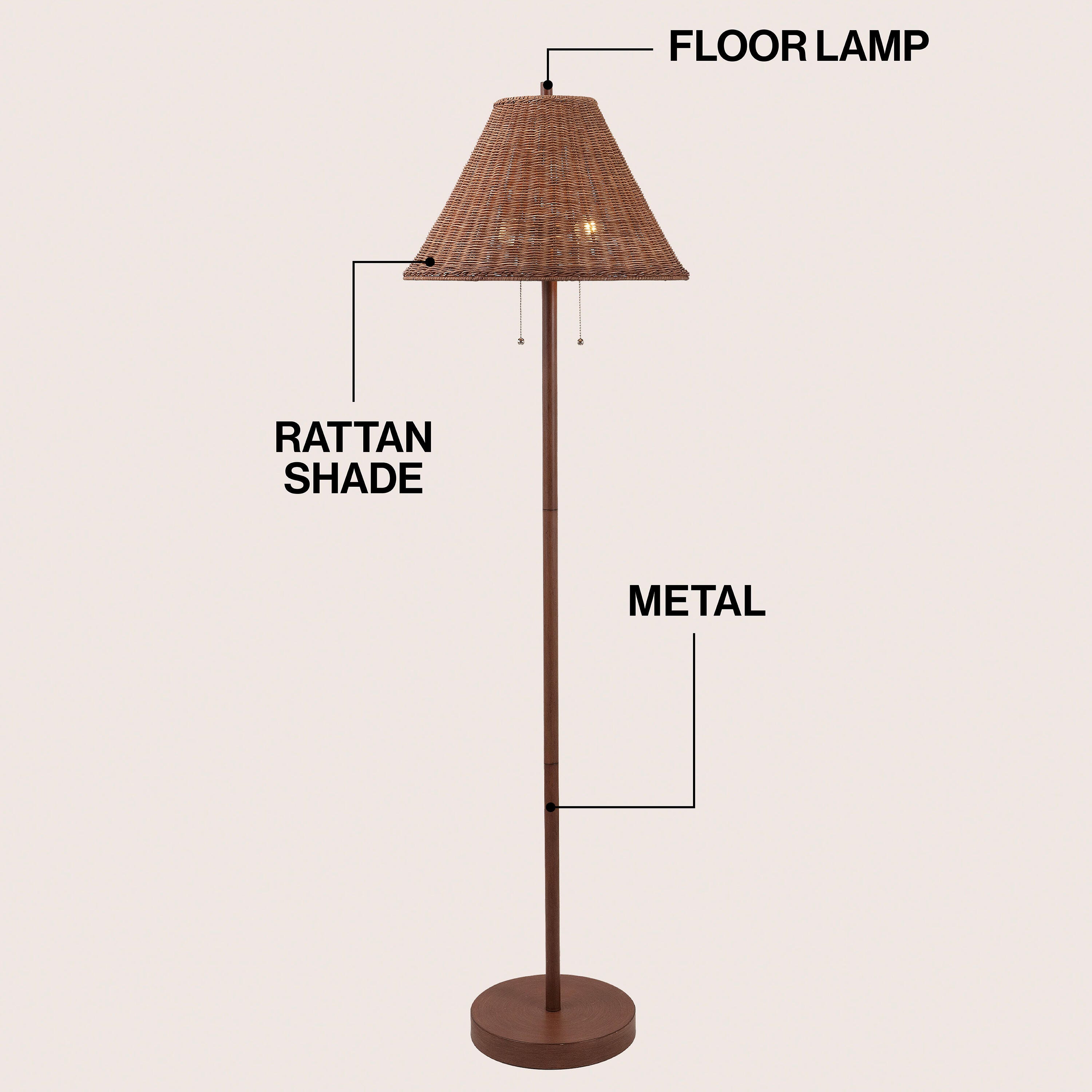 JONATHAN Y Nando Floor Lamp, Dark Brown, large