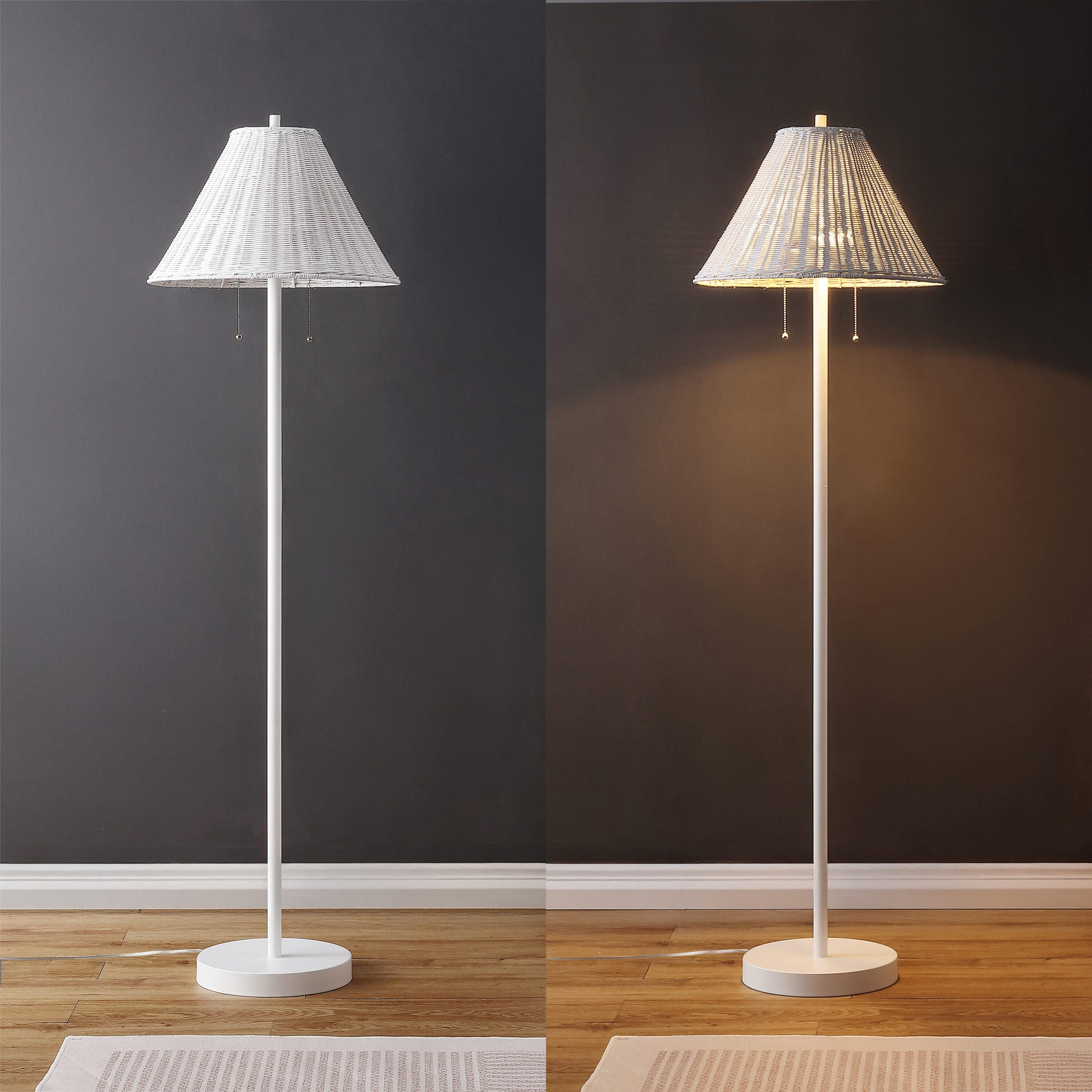 JONATHAN Y Nando Floor Lamp, White, large