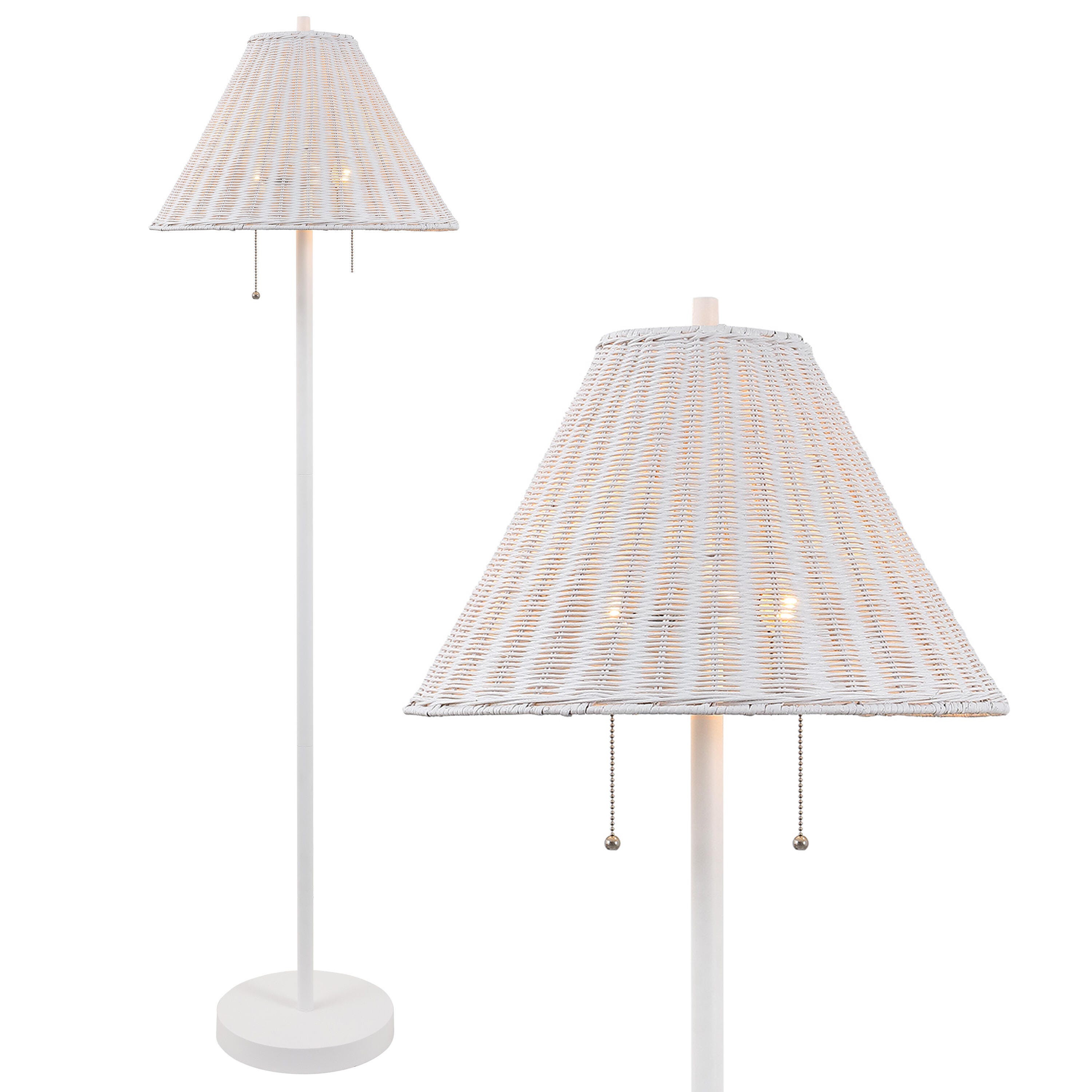 JONATHAN Y Nando Floor Lamp, White, large