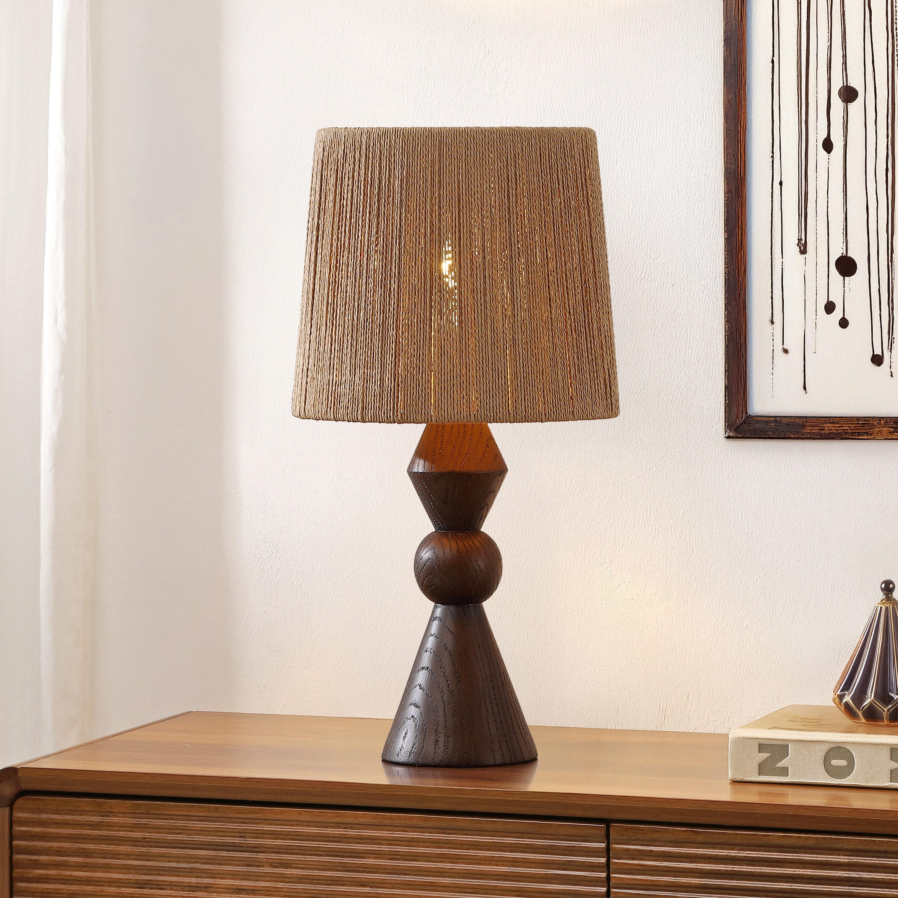 JONATHAN Y Orbic Taper Table Lamp, Dark Brown, rollover