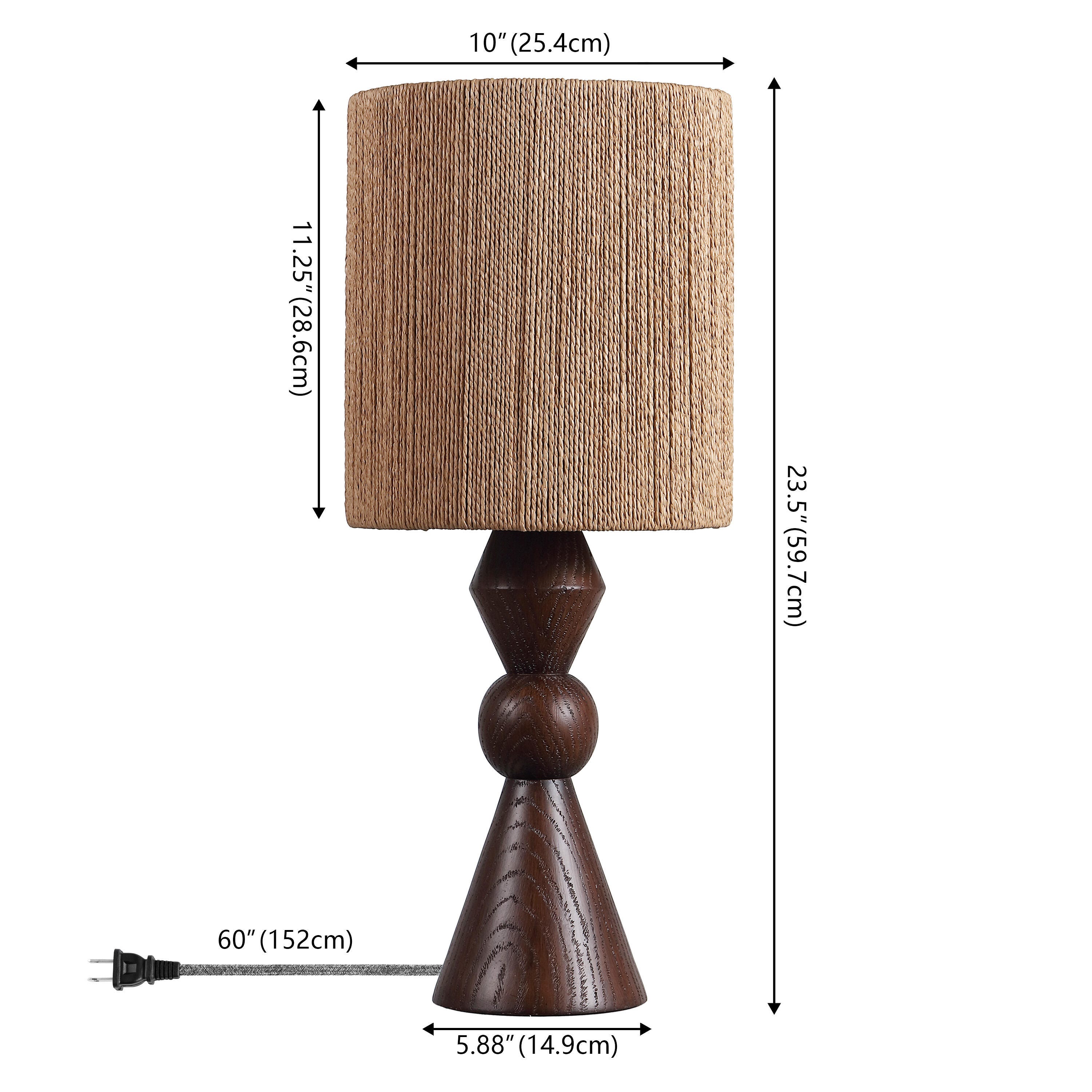 JONATHAN Y Orbic Taper Table Lamp, Dark Brown, large