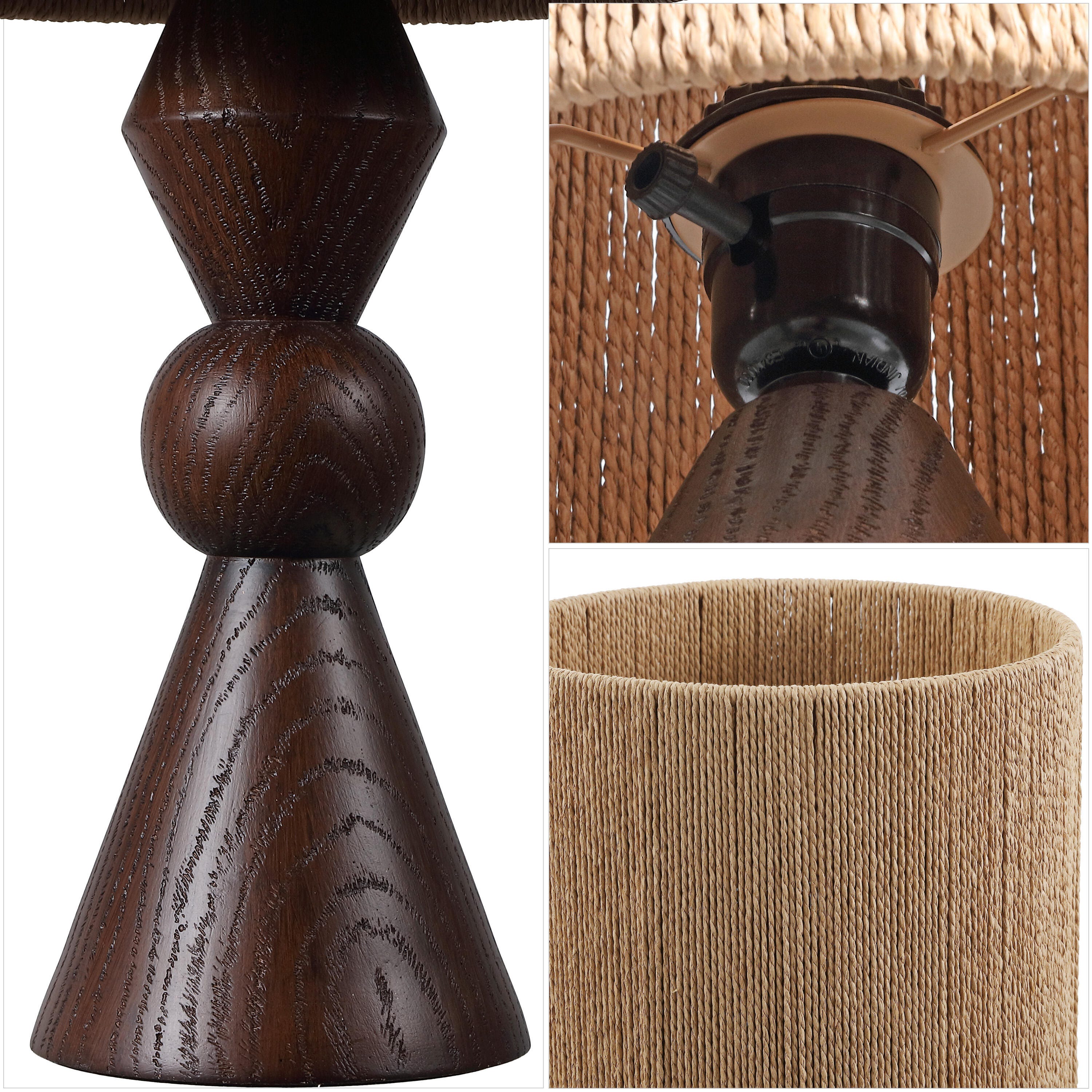 JONATHAN Y Orbic Taper Table Lamp, Dark Brown, large
