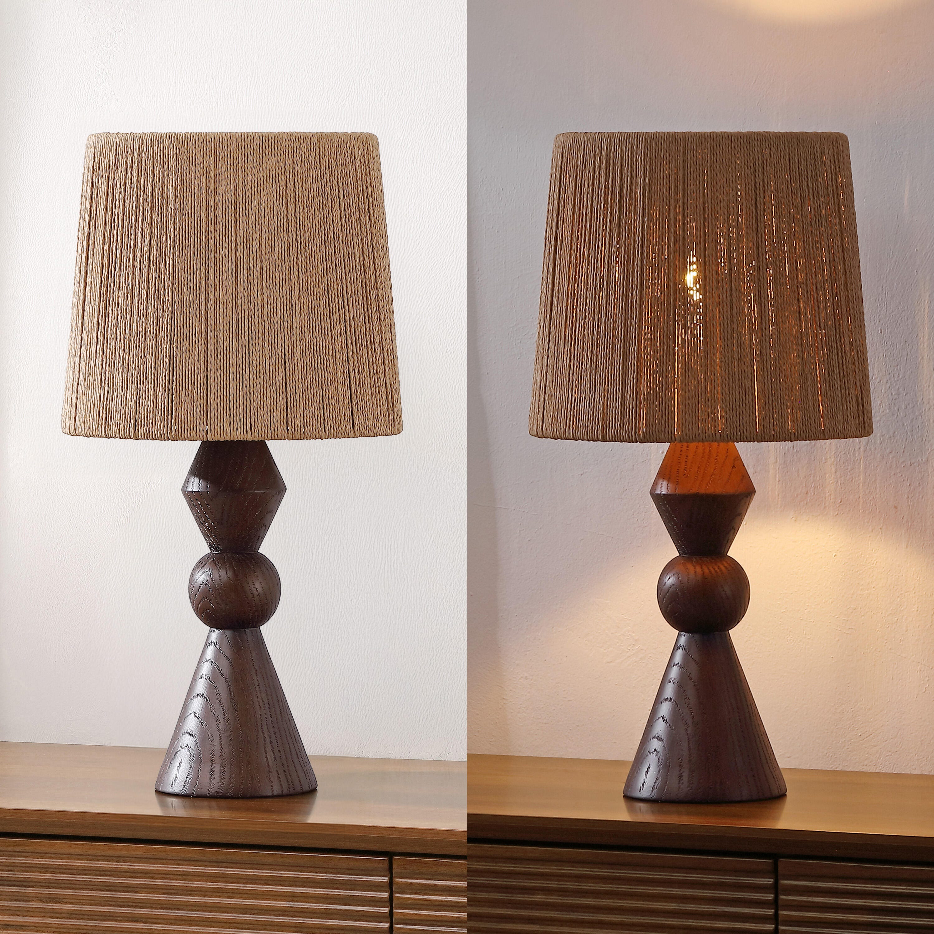 JONATHAN Y Orbic Taper Table Lamp, Dark Brown, large