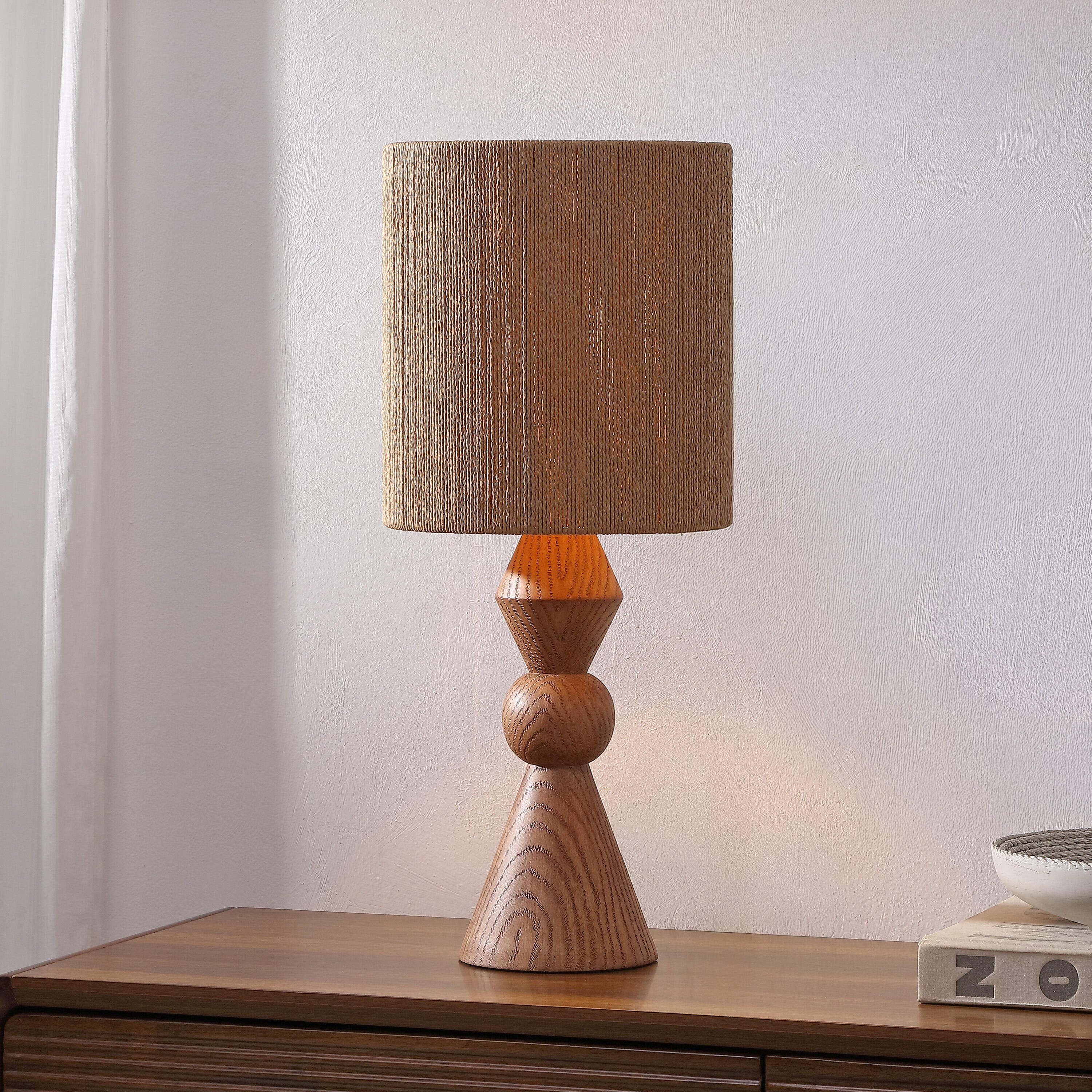 JONATHAN Y Orbic Taper Table Lamp, Brown, large