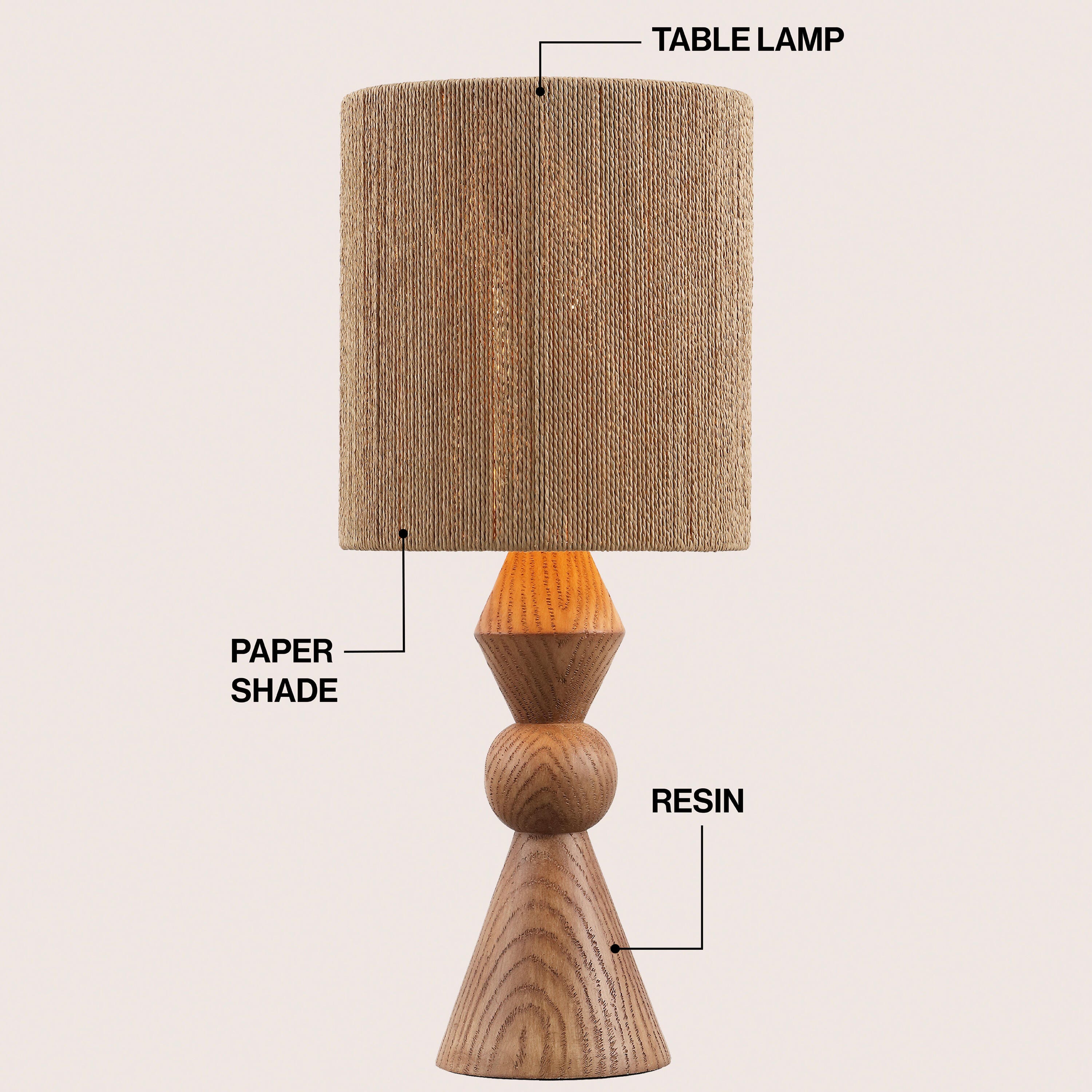 JONATHAN Y Orbic Taper Table Lamp, Brown, large