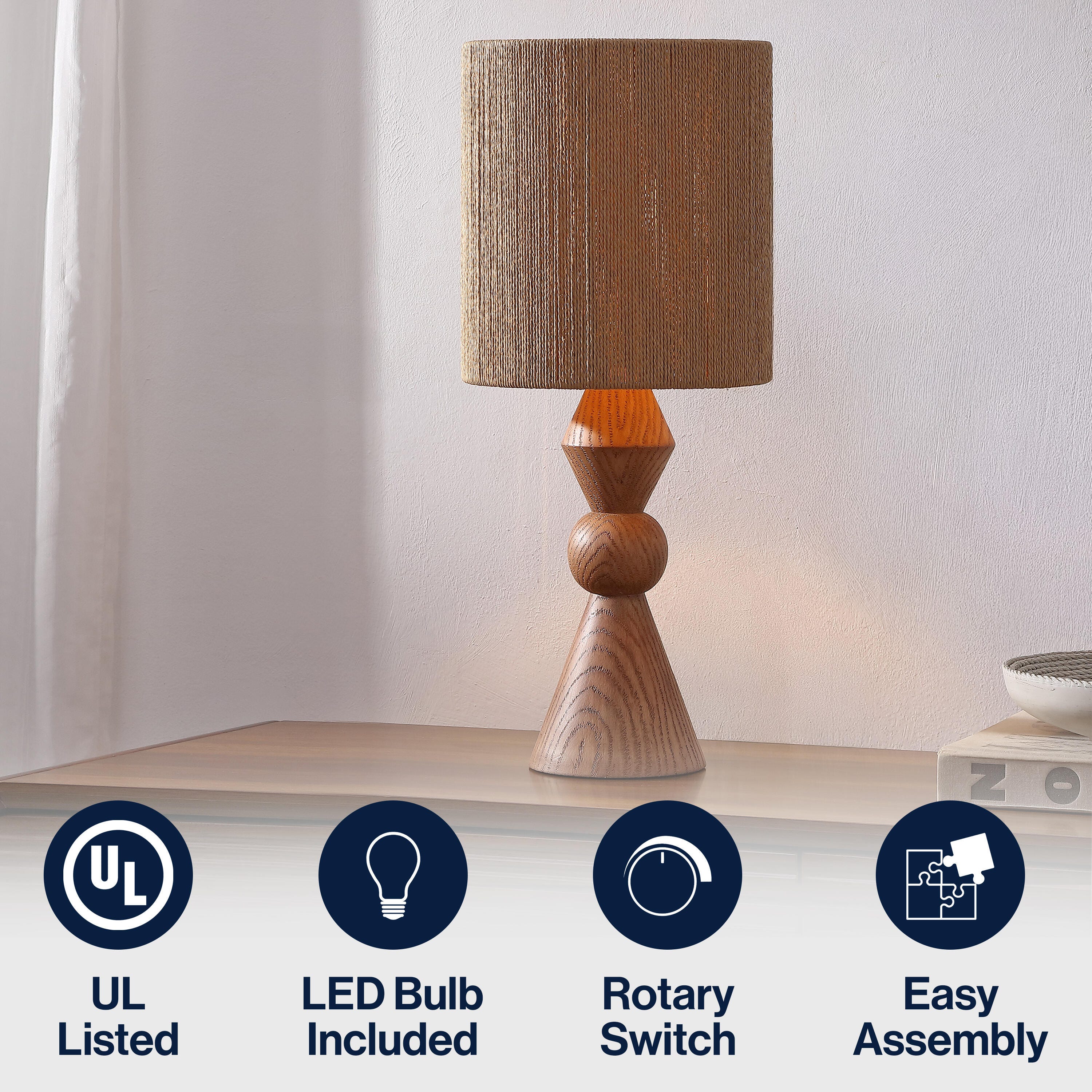 JONATHAN Y Orbic Taper Table Lamp, Brown, large