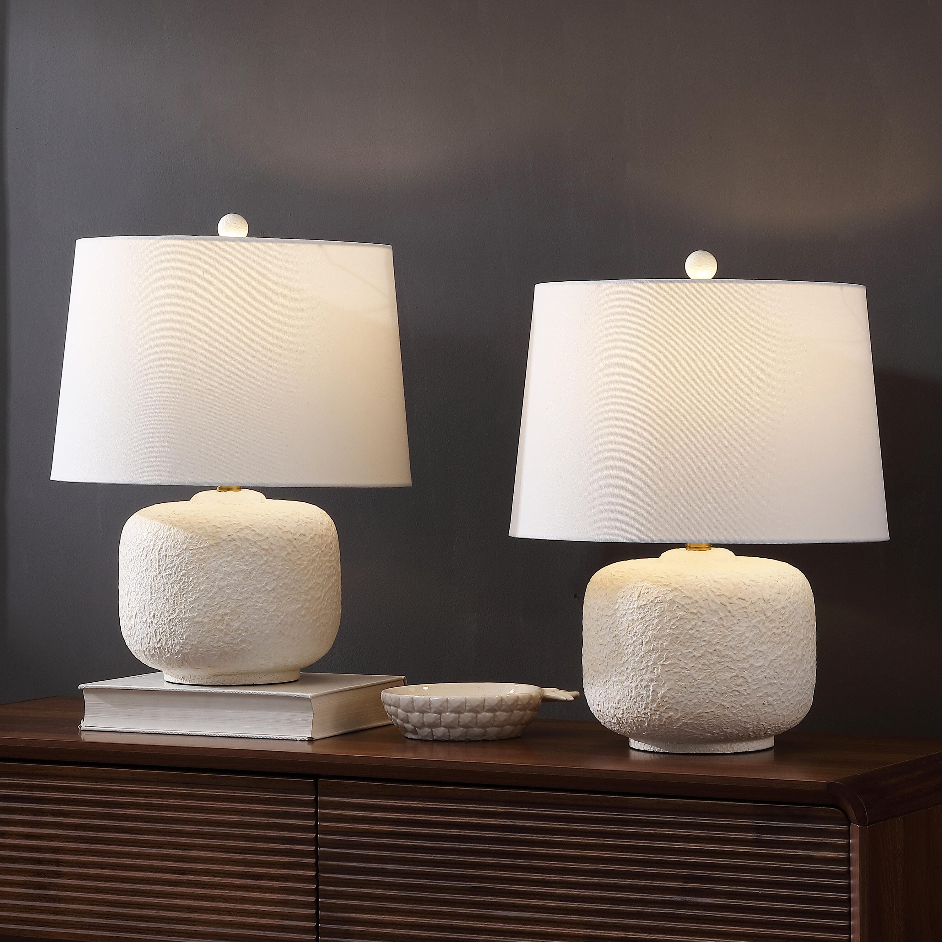 JONATHAN Y Qualm Table Lamp (Set of 2), Antique White, rollover