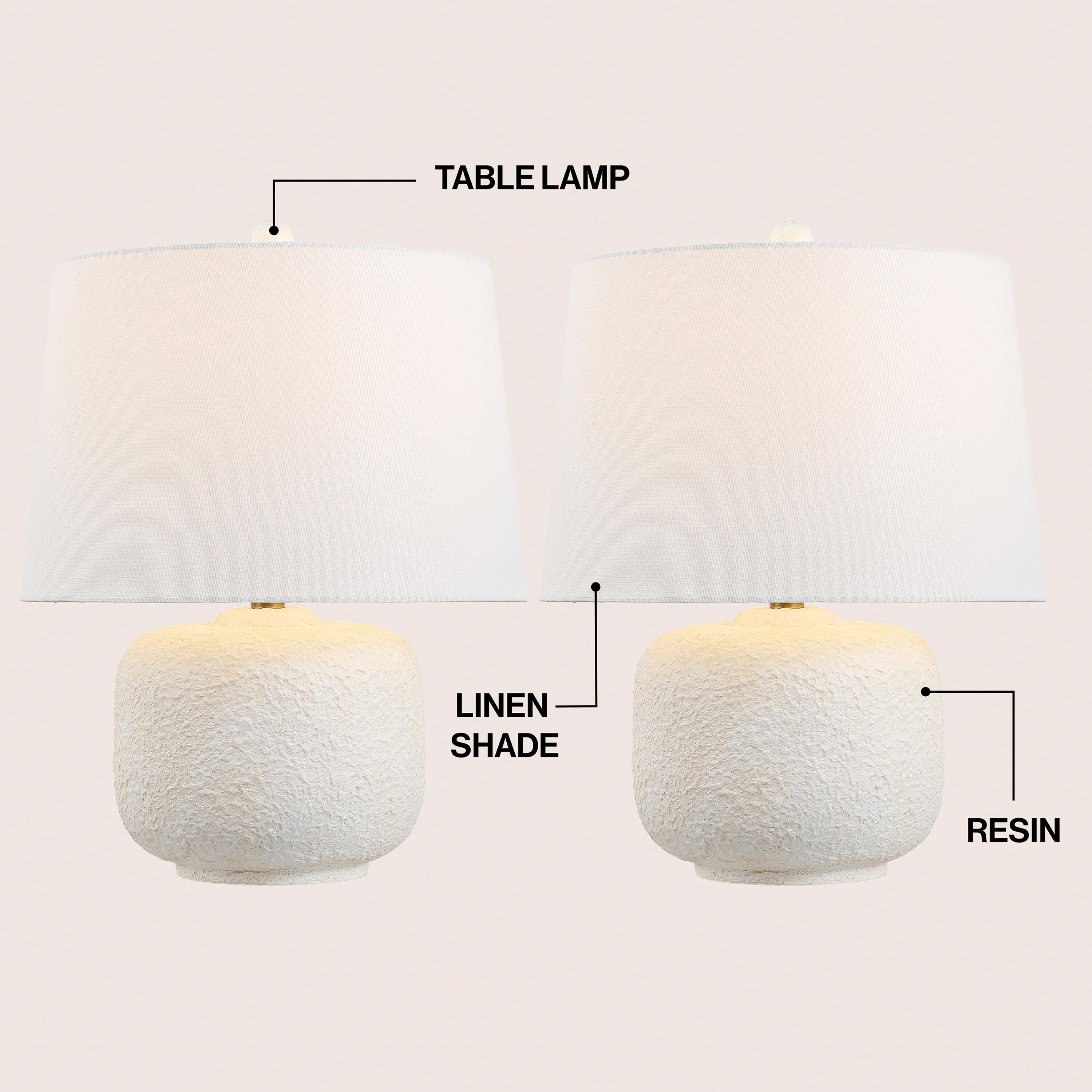 JONATHAN Y Qualm Table Lamp (Set of 2), Antique White, large