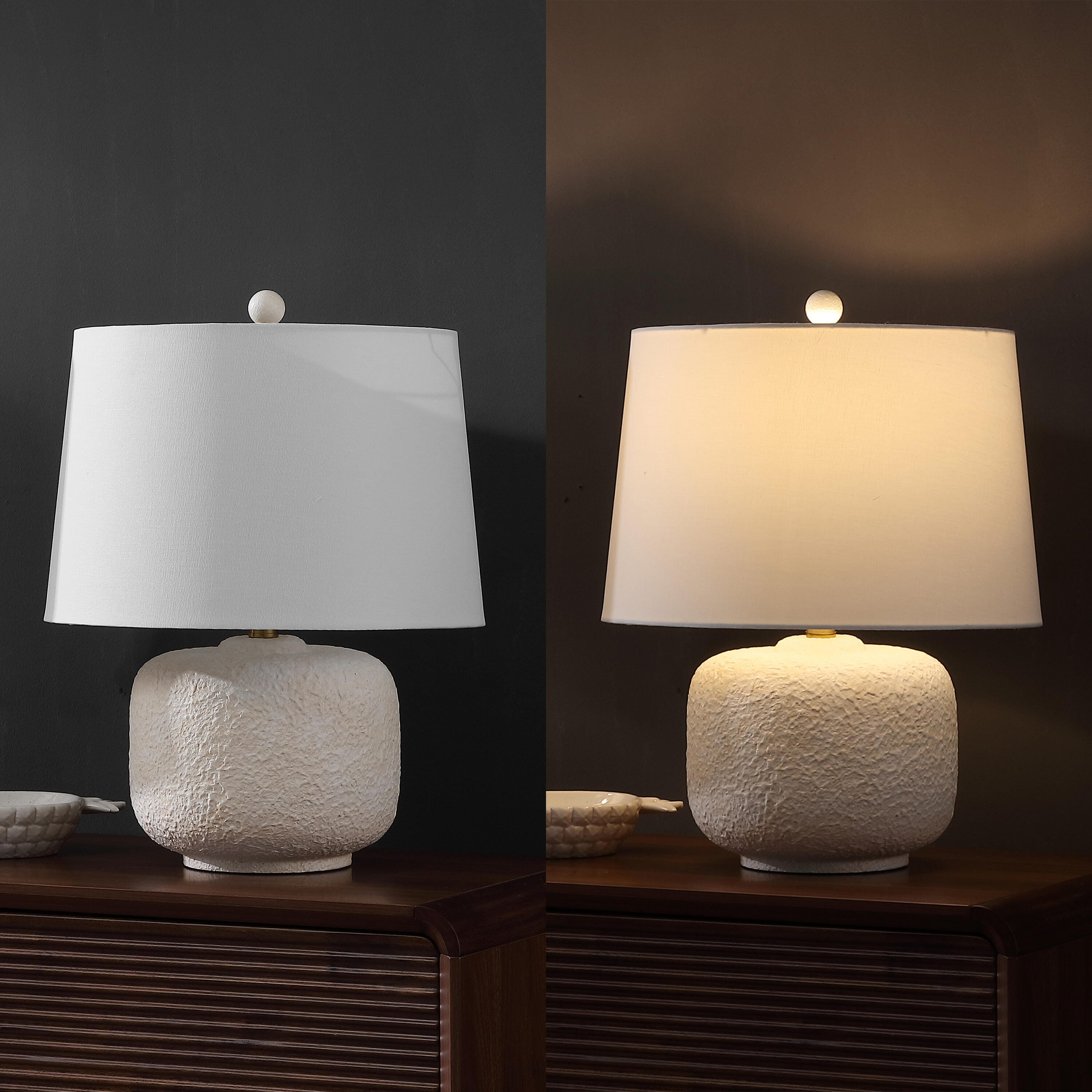 JONATHAN Y Qualm Table Lamp (Set of 2), Antique White, large