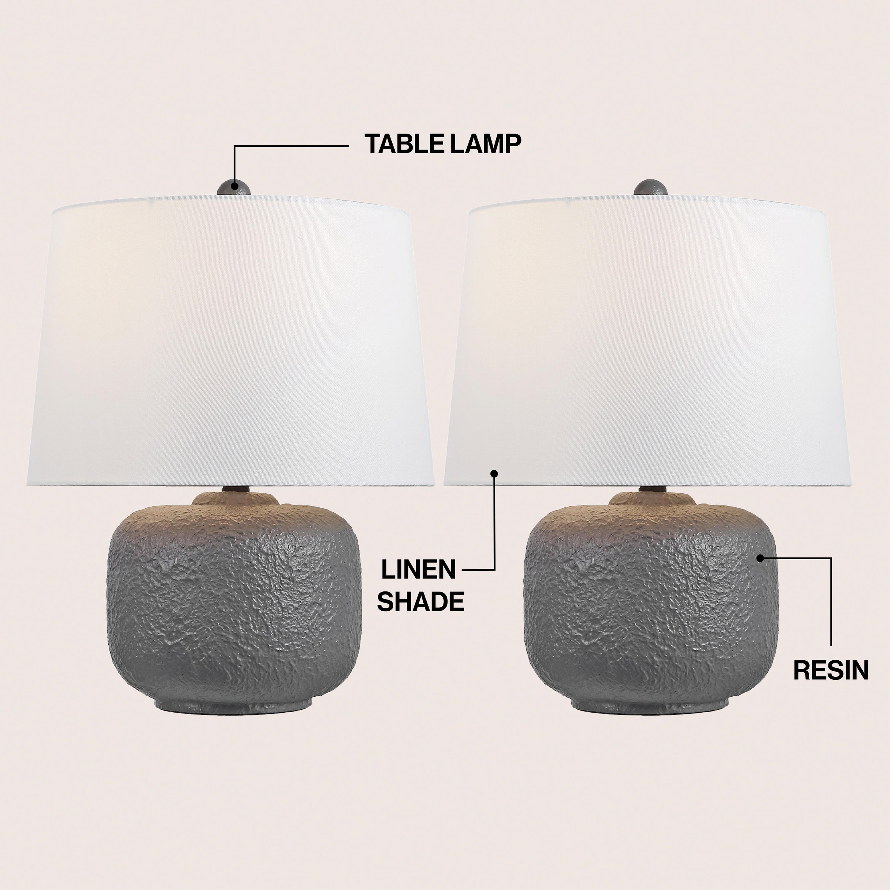 JONATHAN Y Qualm Table Lamp (Set of 2), Gray, large