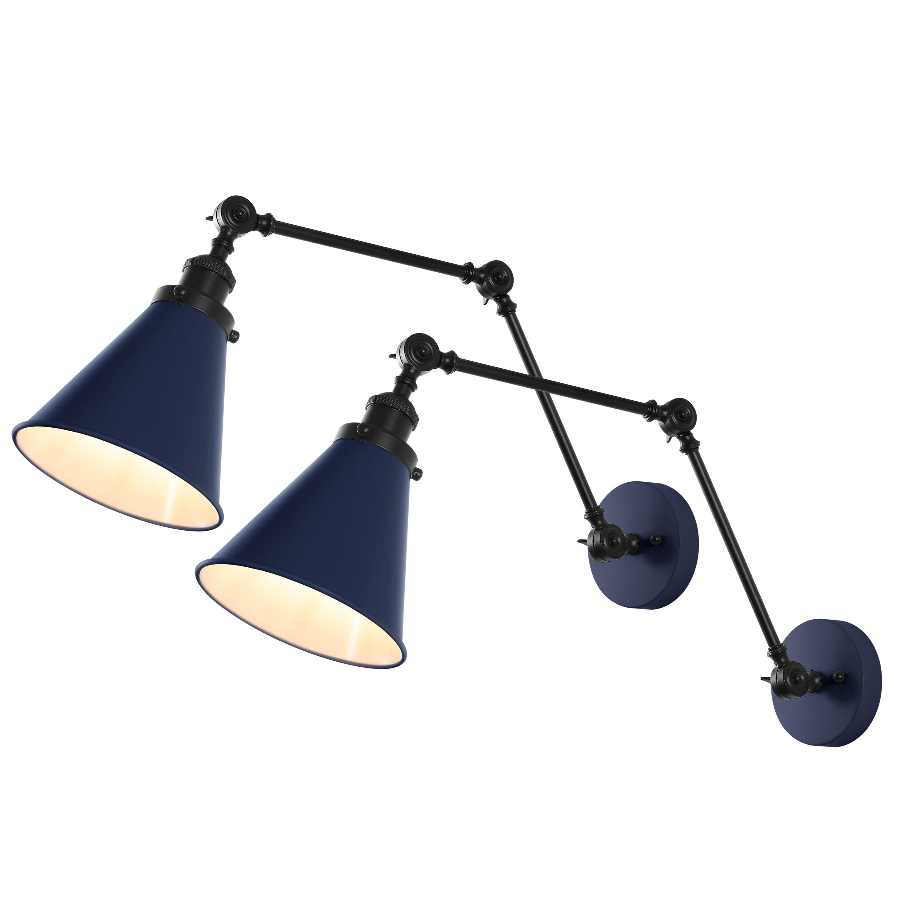 JONATHAN Y Rover Wall Sconce (Set of 2), Navy/Black, large