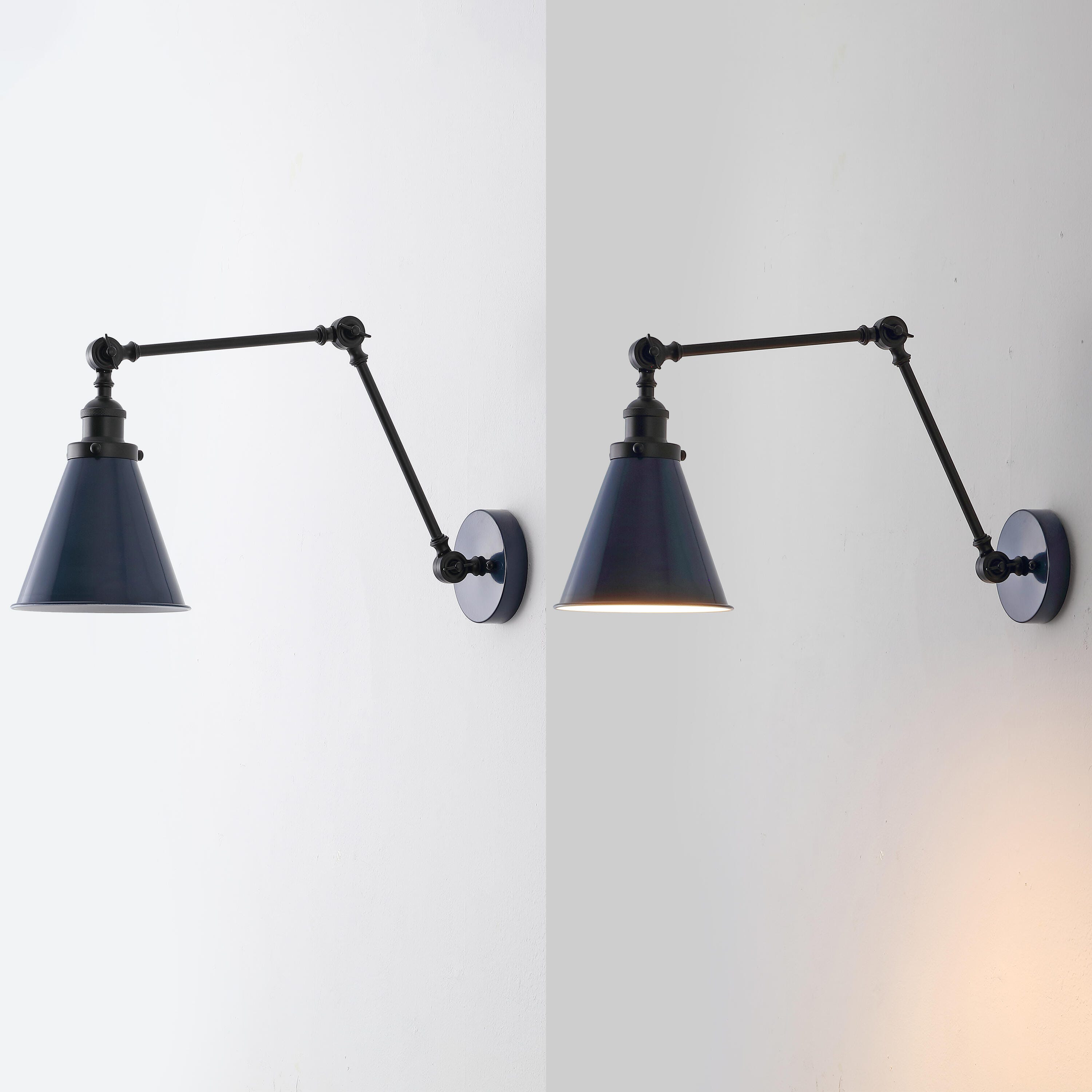 JONATHAN Y Rover Wall Sconce (Set of 2), Navy/Black, large