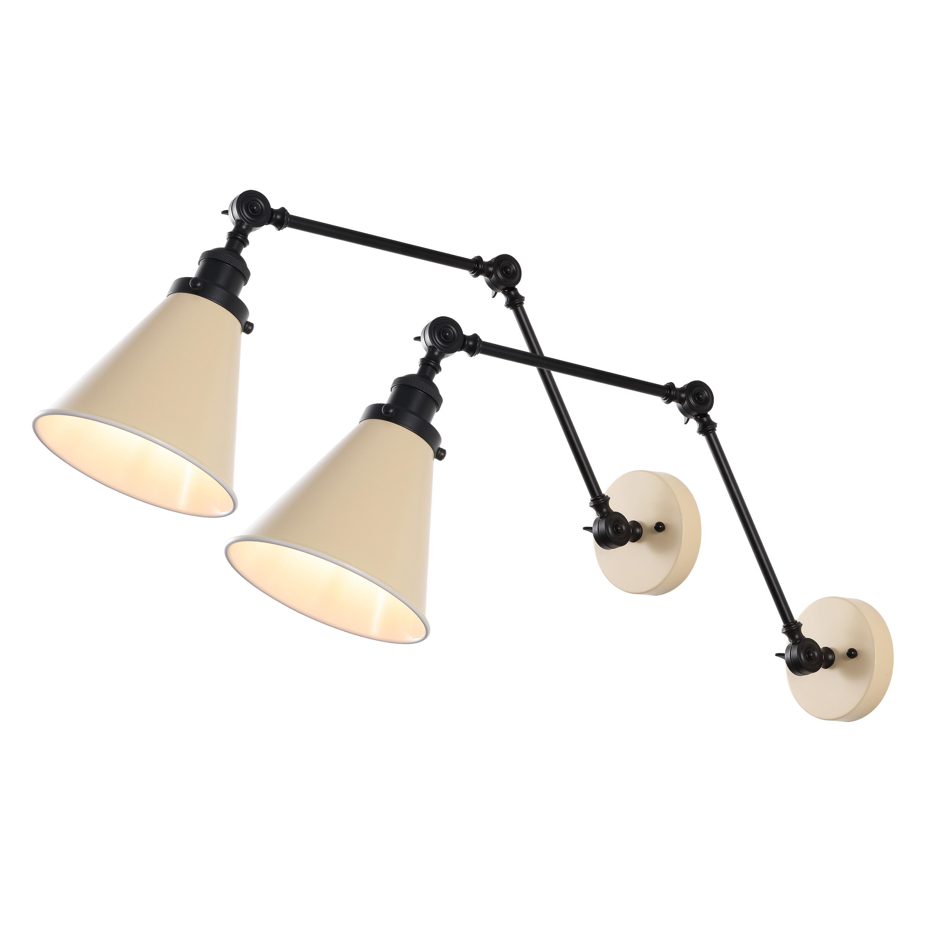 JONATHAN Y Rover Wall Sconce (Set of 2), Almond/Black, large