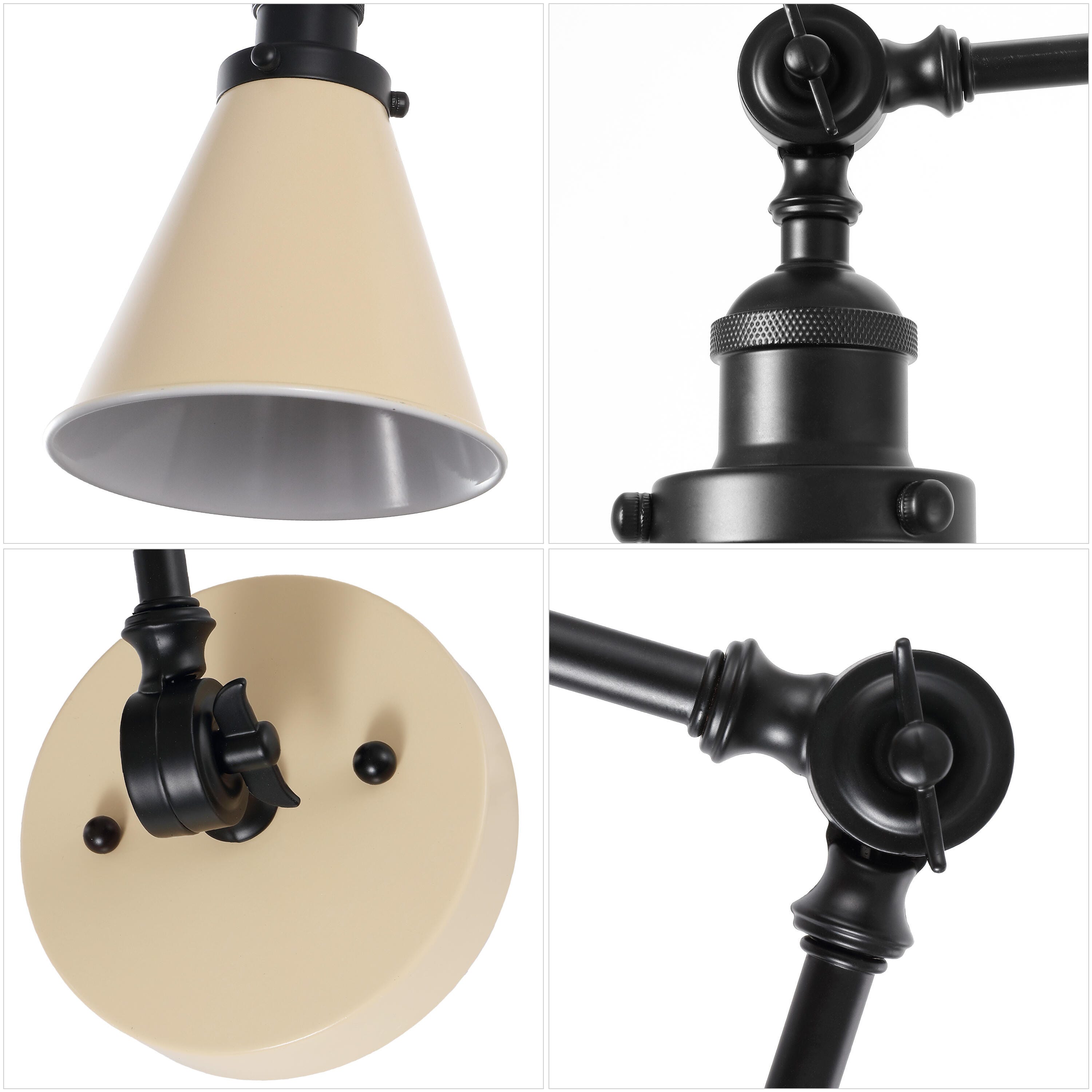 JONATHAN Y Rover Wall Sconce (Set of 2), Almond/Black, large