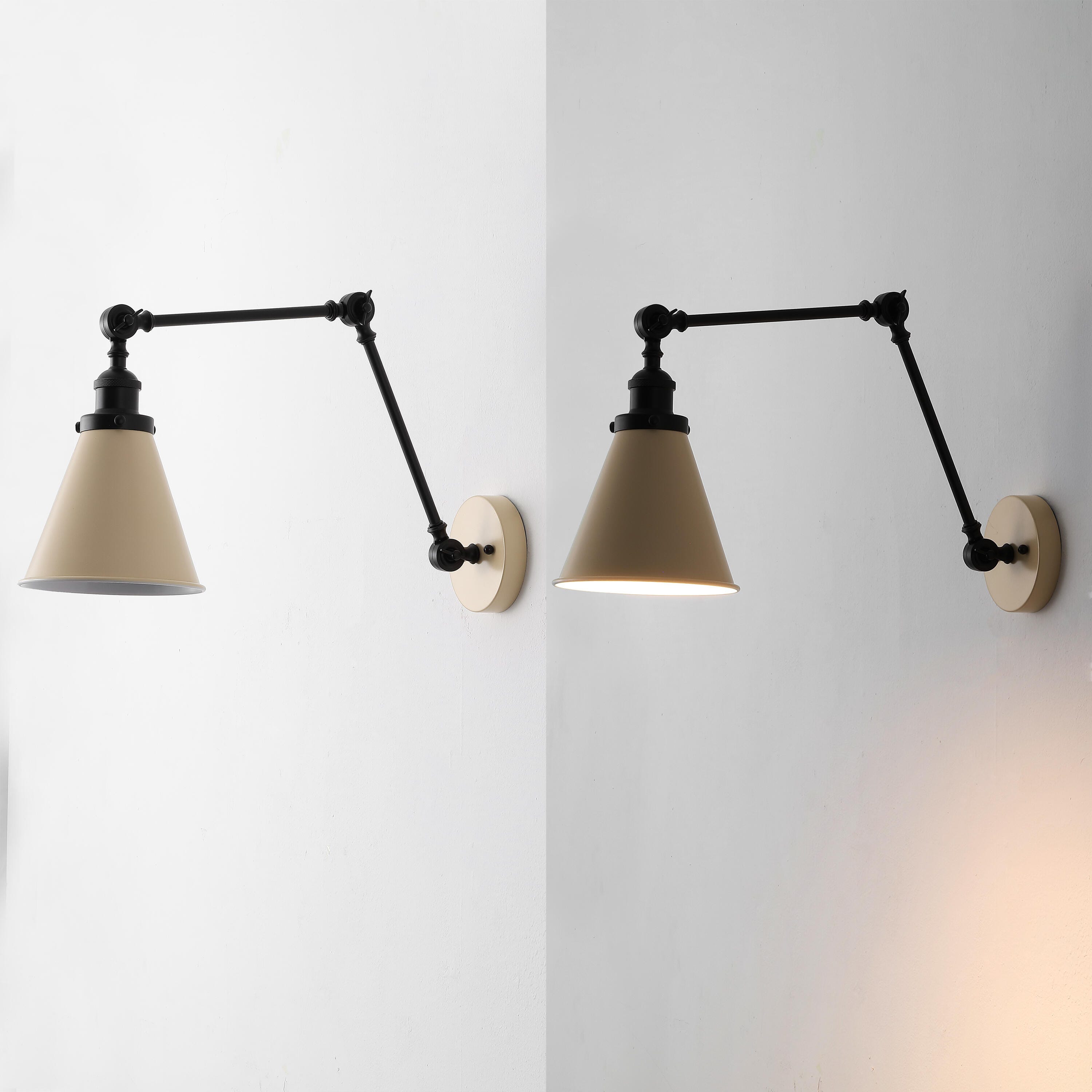 JONATHAN Y Rover Wall Sconce (Set of 2), Almond/Black, large