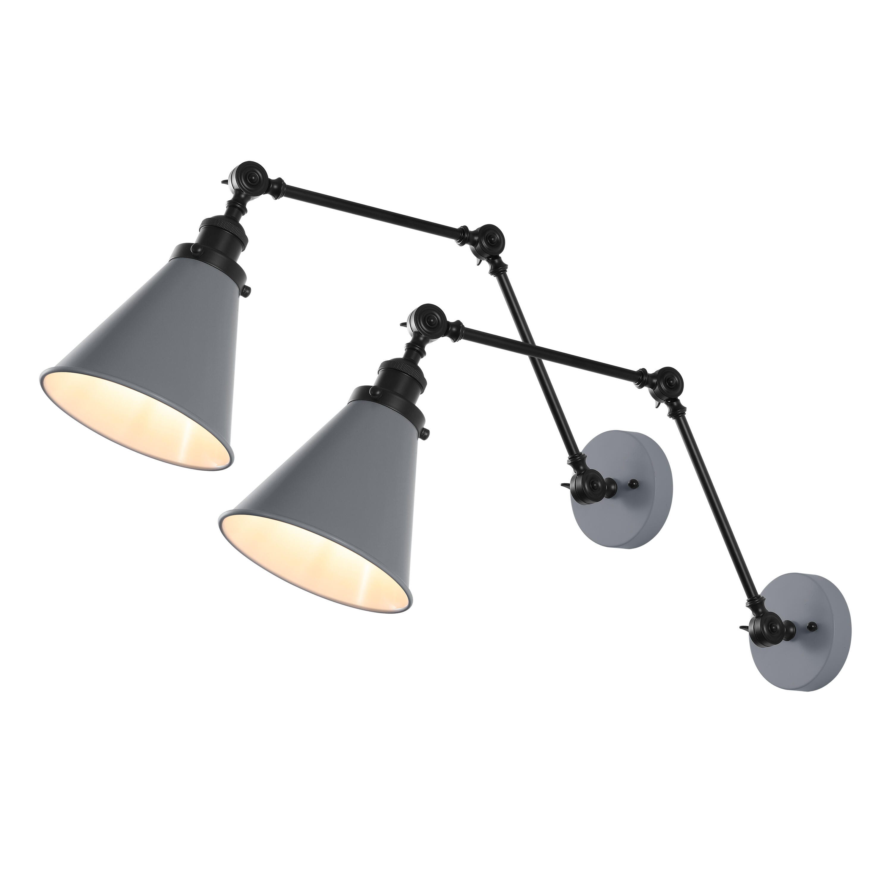 JONATHAN Y Rover Wall Sconce (Set of 2), Gray/Black, large