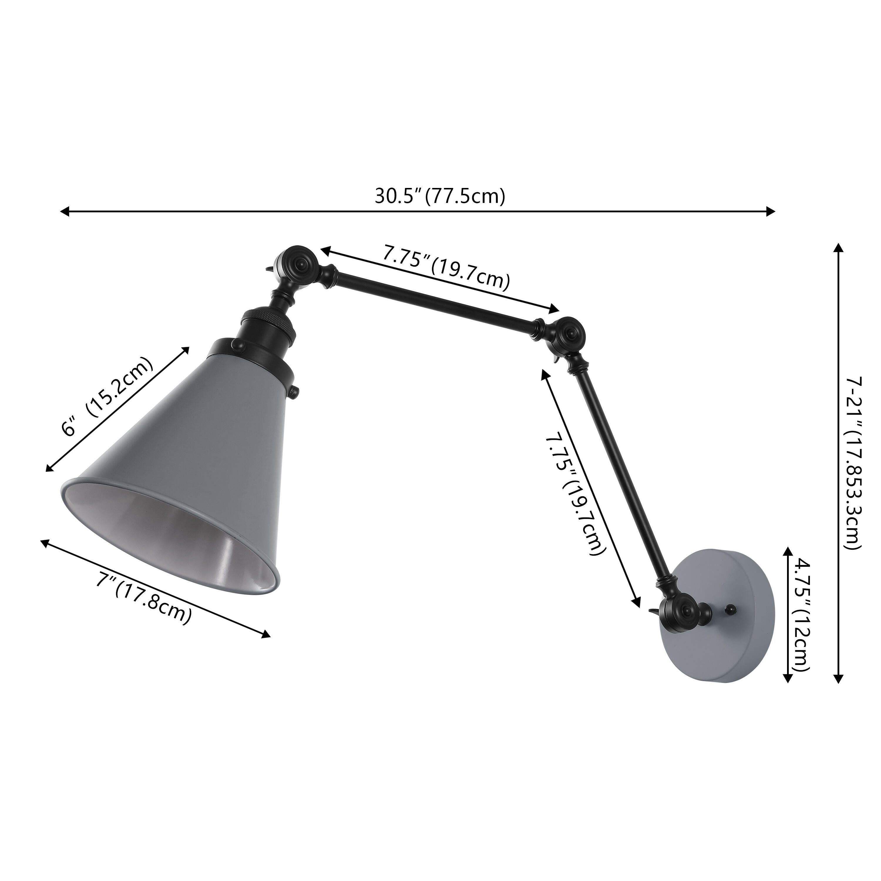 JONATHAN Y Rover Wall Sconce (Set of 2), Gray/Black, large