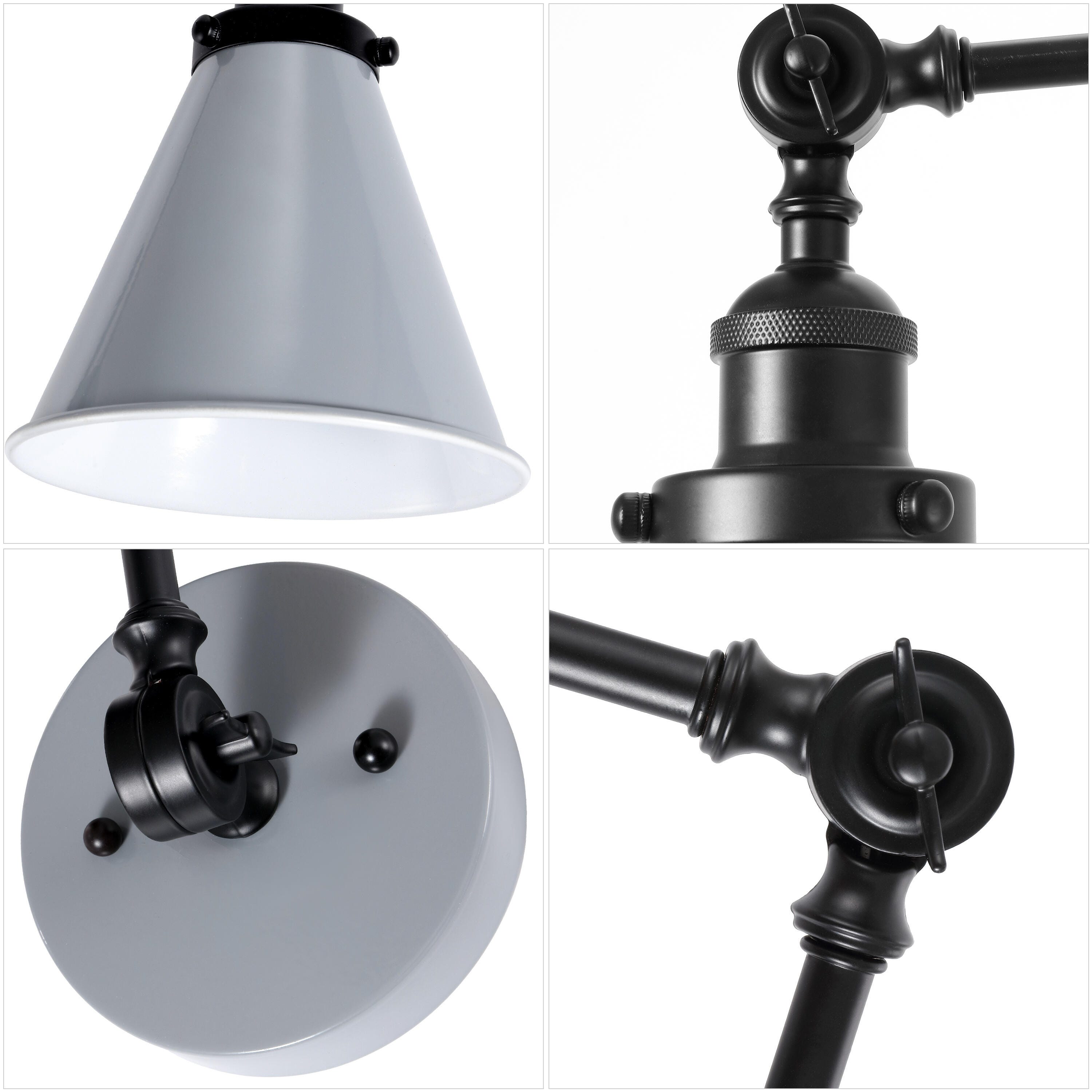 JONATHAN Y Rover Wall Sconce (Set of 2), Gray/Black, large
