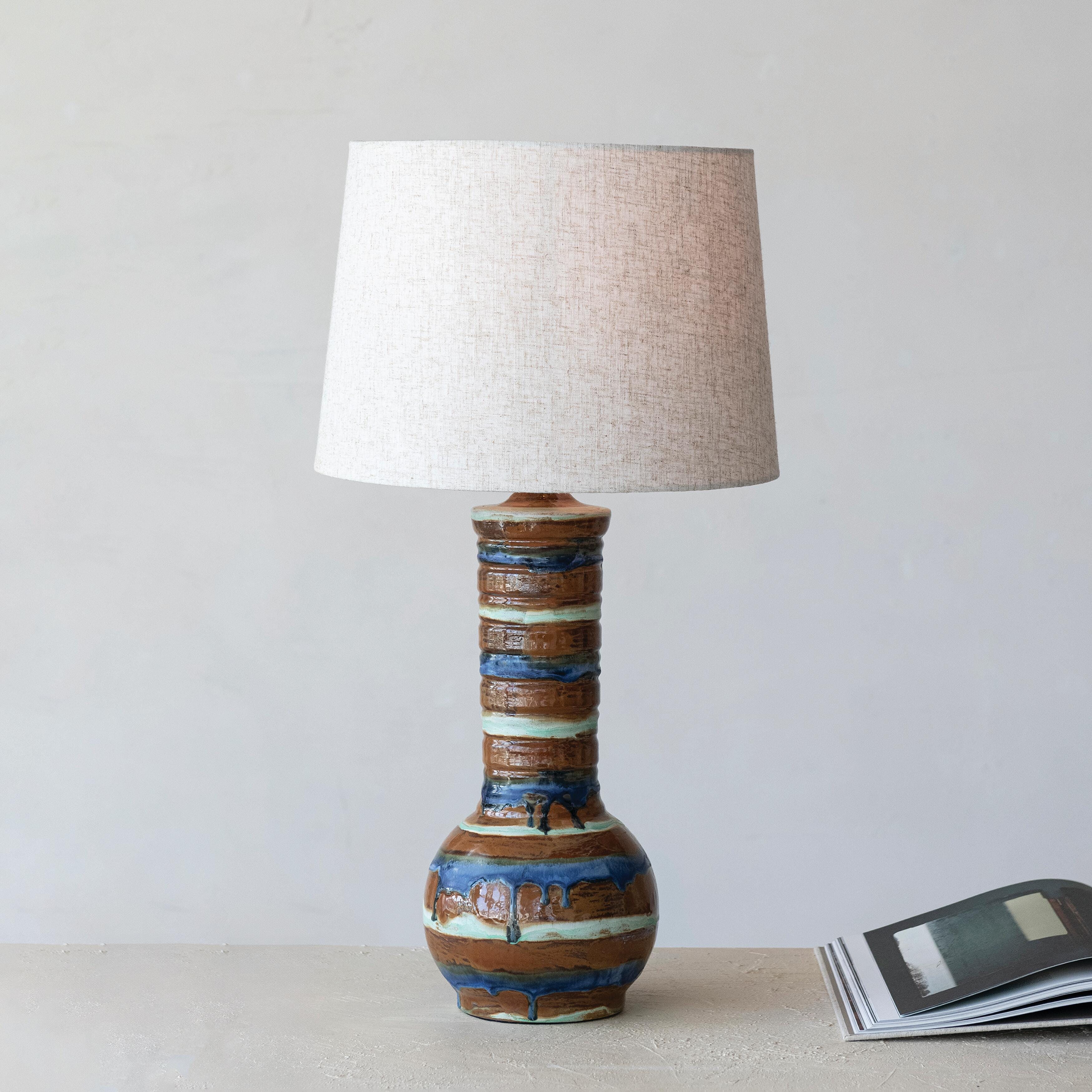 Storied Home Striped Table Lamp, , rollover