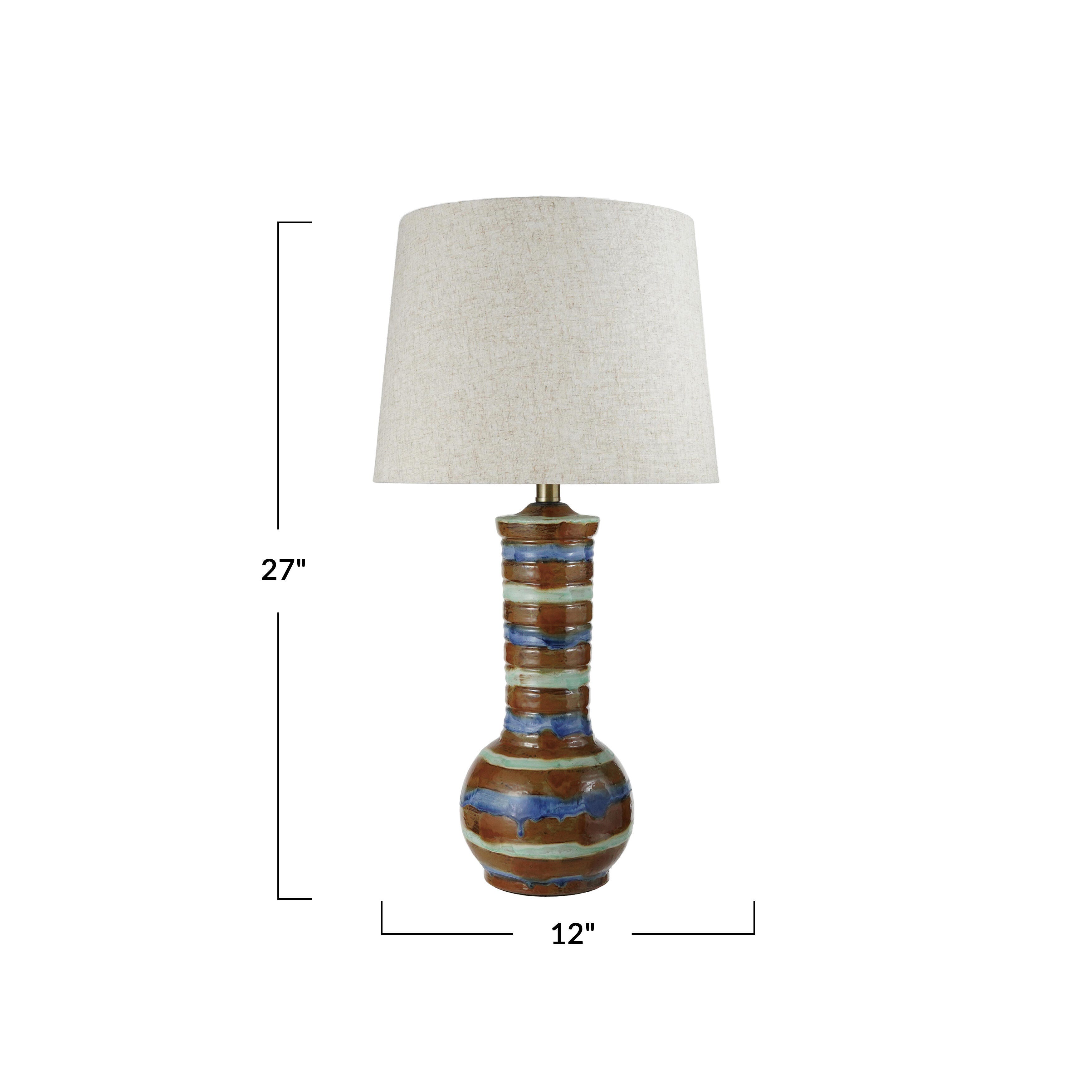 Storied Home Striped Table Lamp, , large