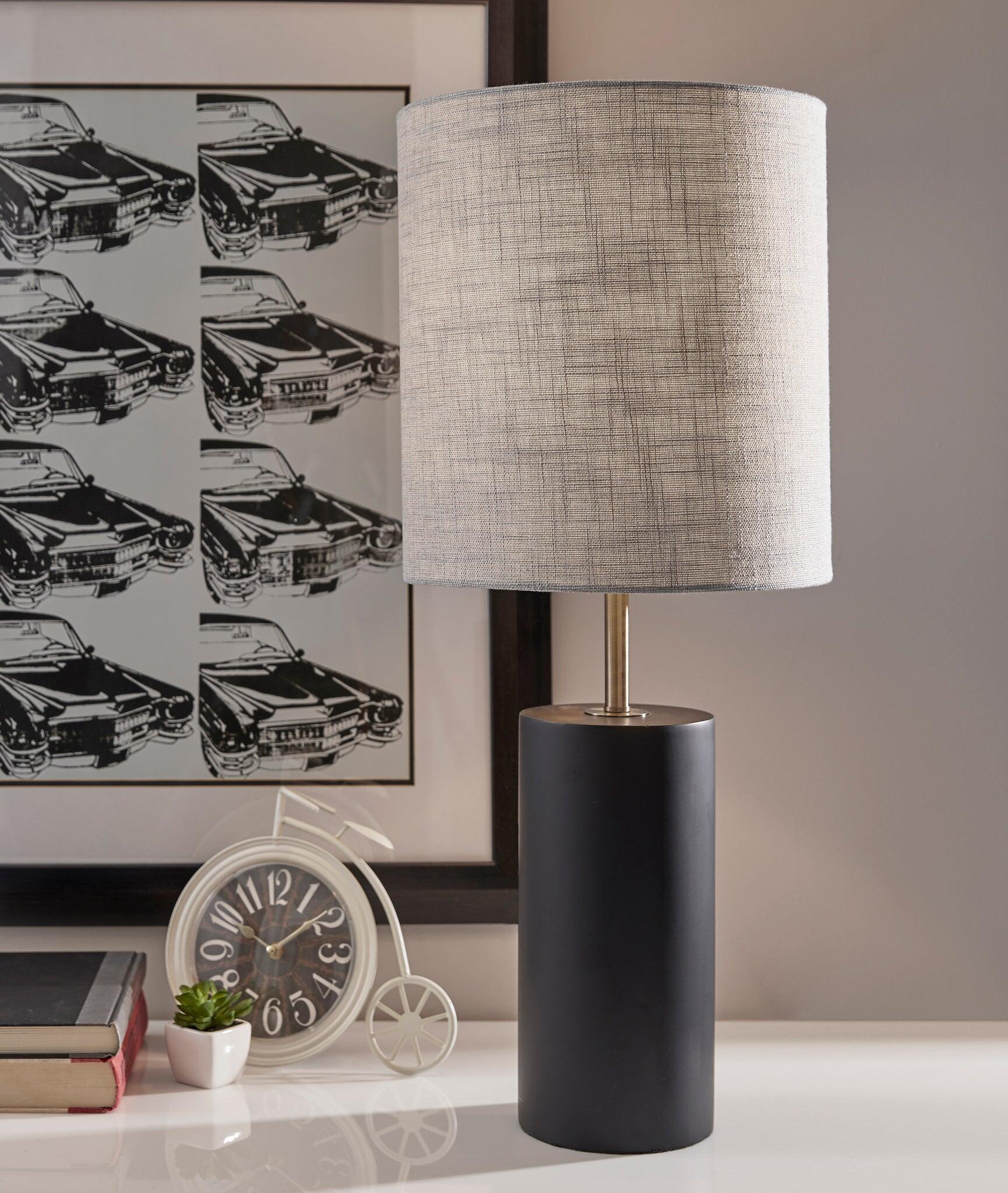 Adesso Dean Table Lamp, Black/Antique Brass, rollover
