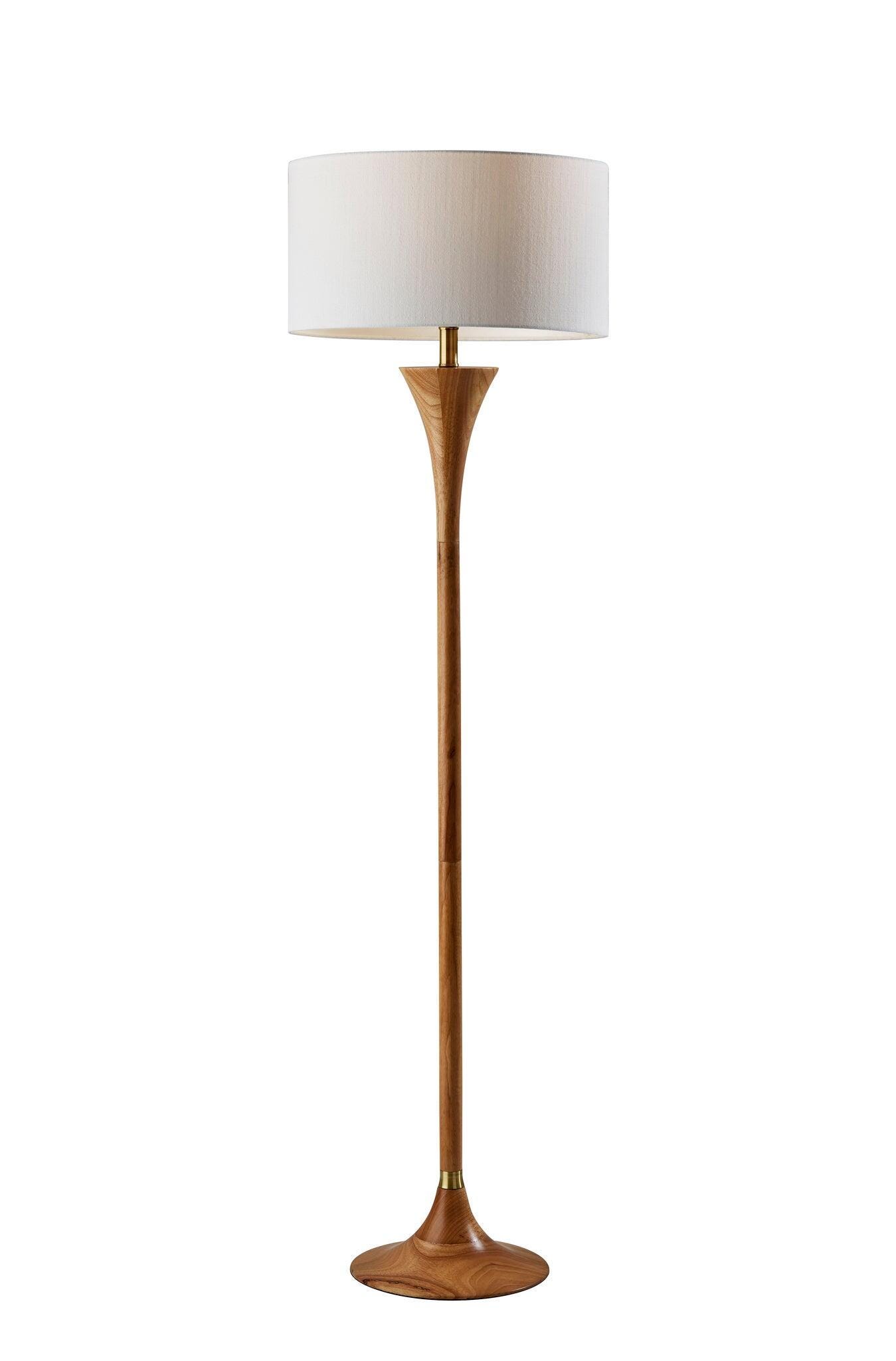 Adesso Rebecca Floor Lamp, Natural/Antique Brass, large