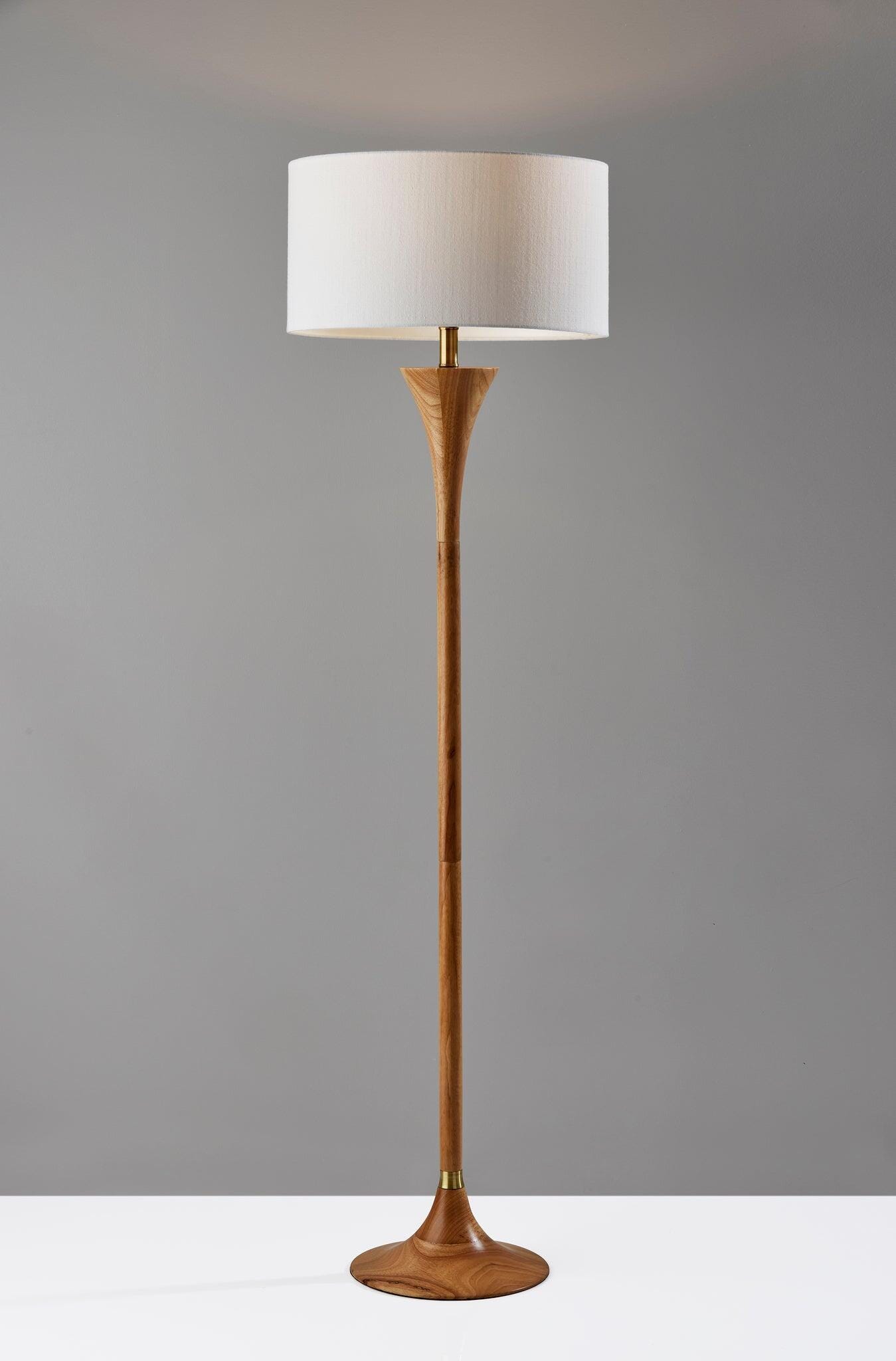 Adesso Rebecca Floor Lamp, Natural/Antique Brass, large