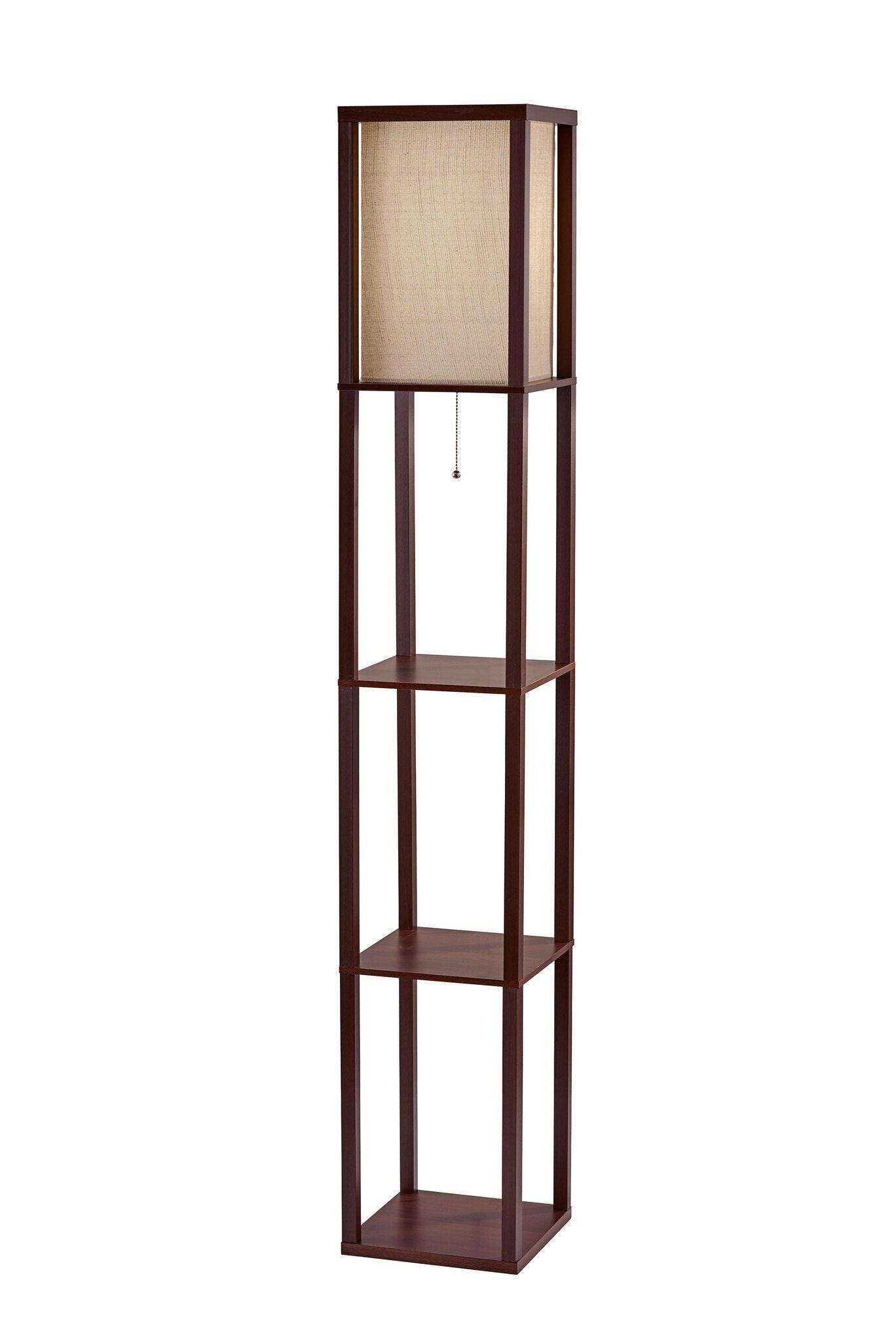 Adesso Wright Shelf Floor Lamp, Brown, large