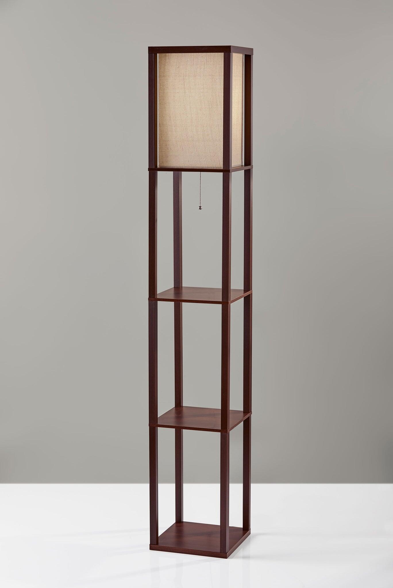 Adesso Wright Shelf Floor Lamp, Brown, large
