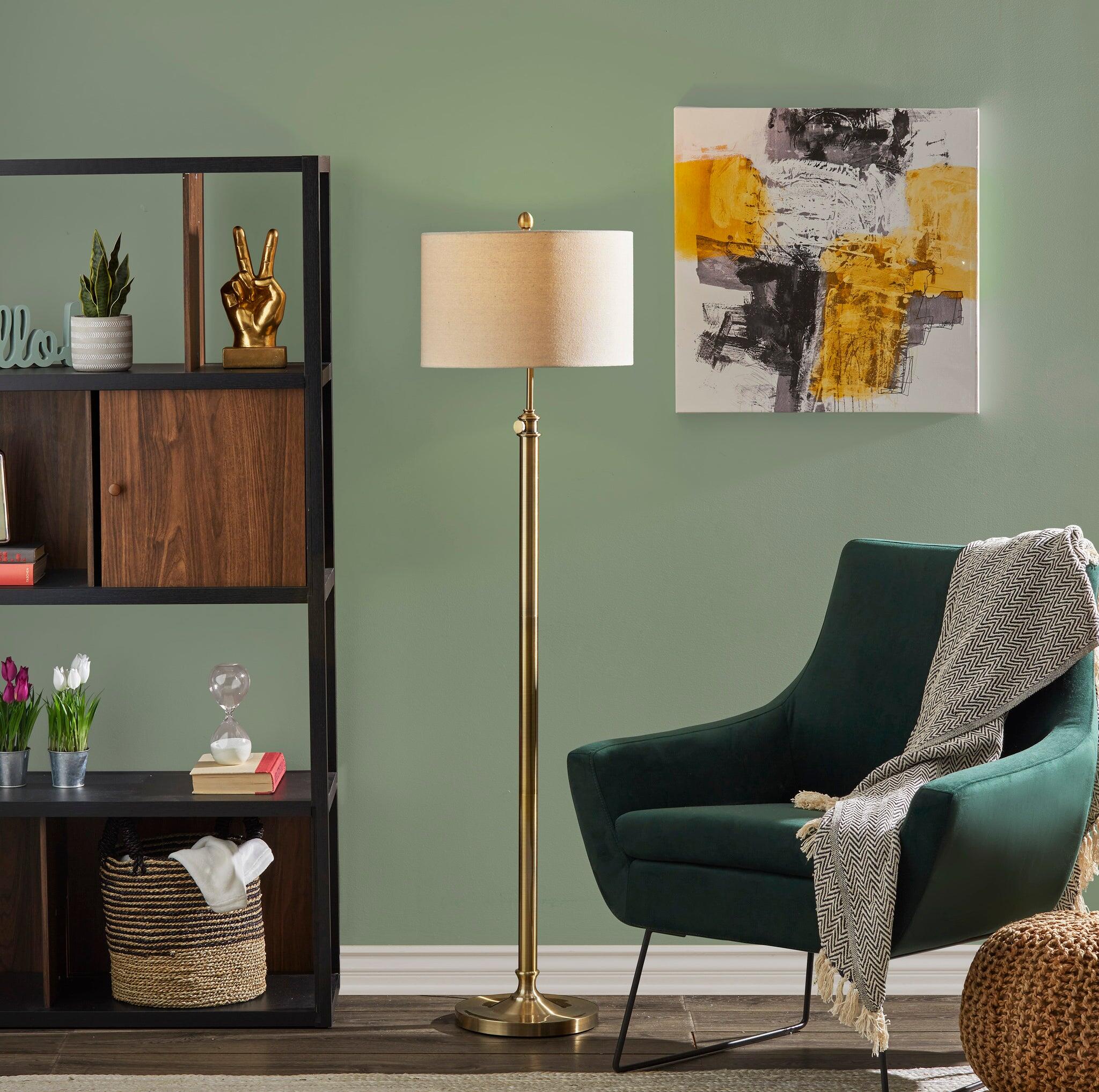 Adesso Simplee Barton Floor Lamp, Antique Brass, rollover