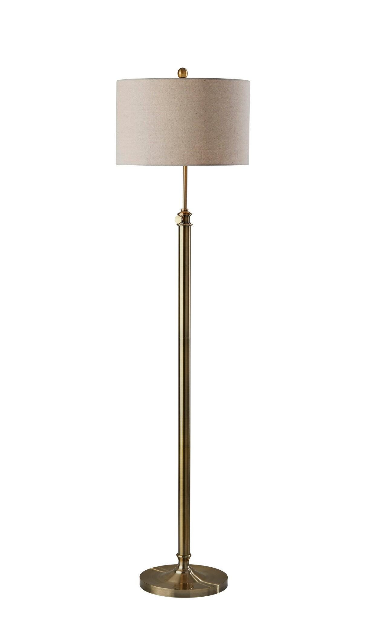 Adesso Simplee Barton Floor Lamp, Antique Brass, large