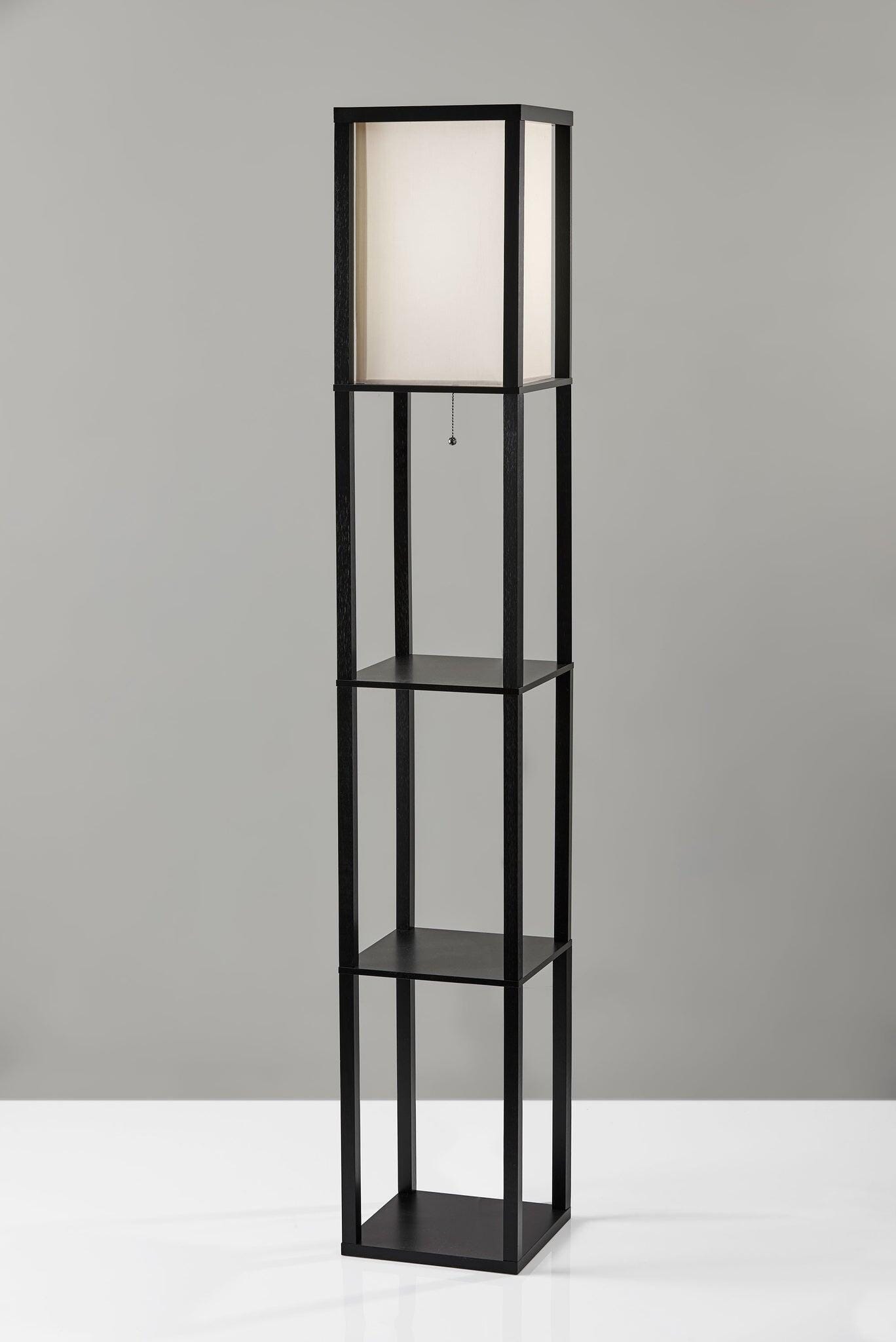 Adesso Wright Shelf Floor Lamp, Black, rollover