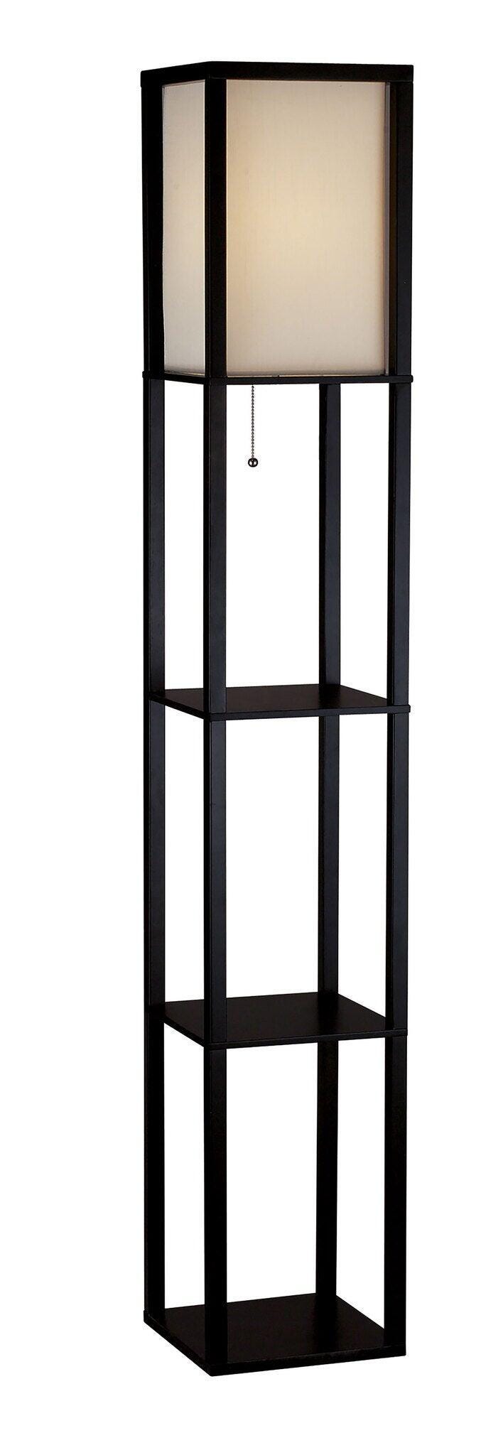 Adesso Wright Shelf Floor Lamp, Black, large