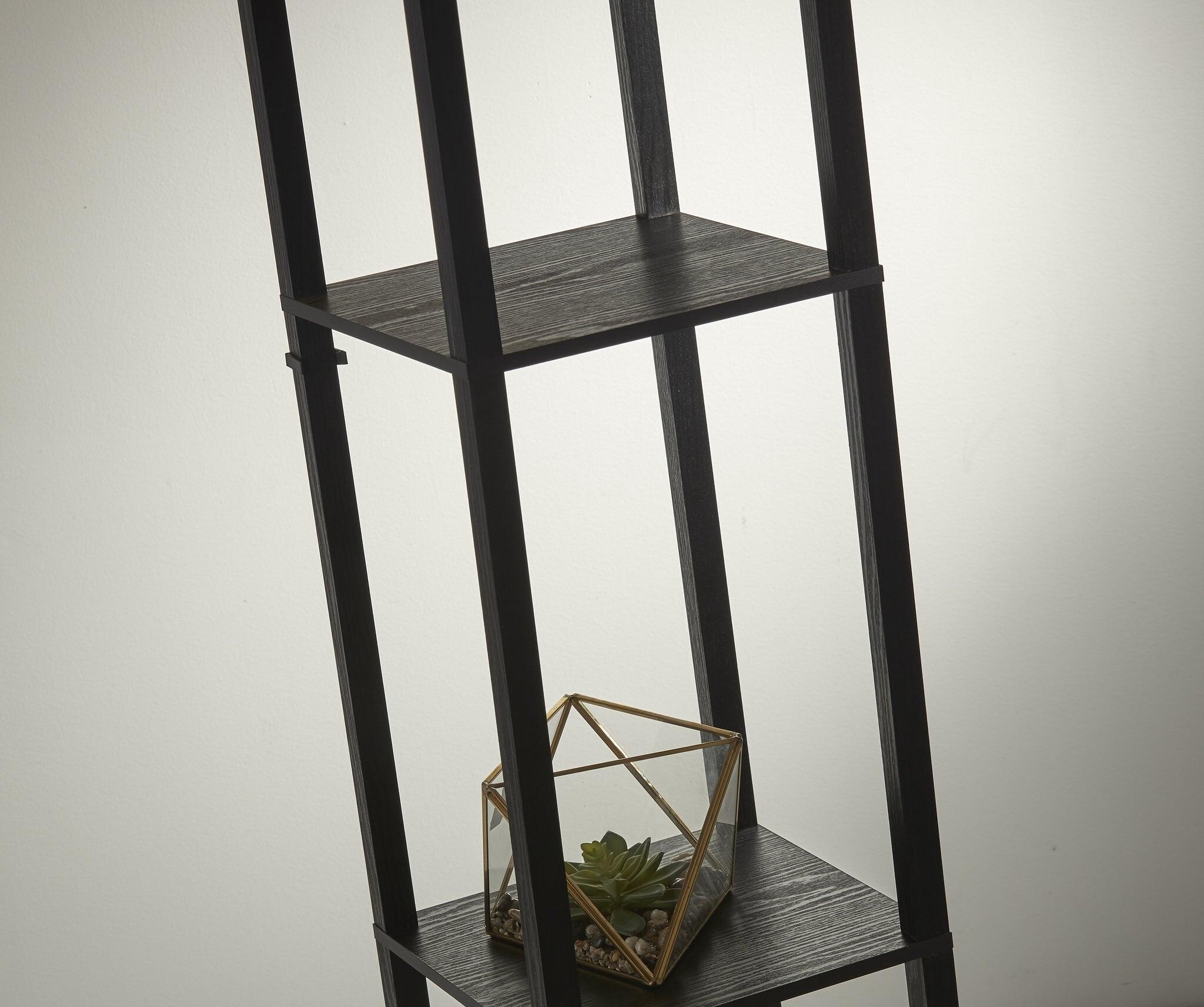 Adesso Wright Shelf Floor Lamp, Black, large