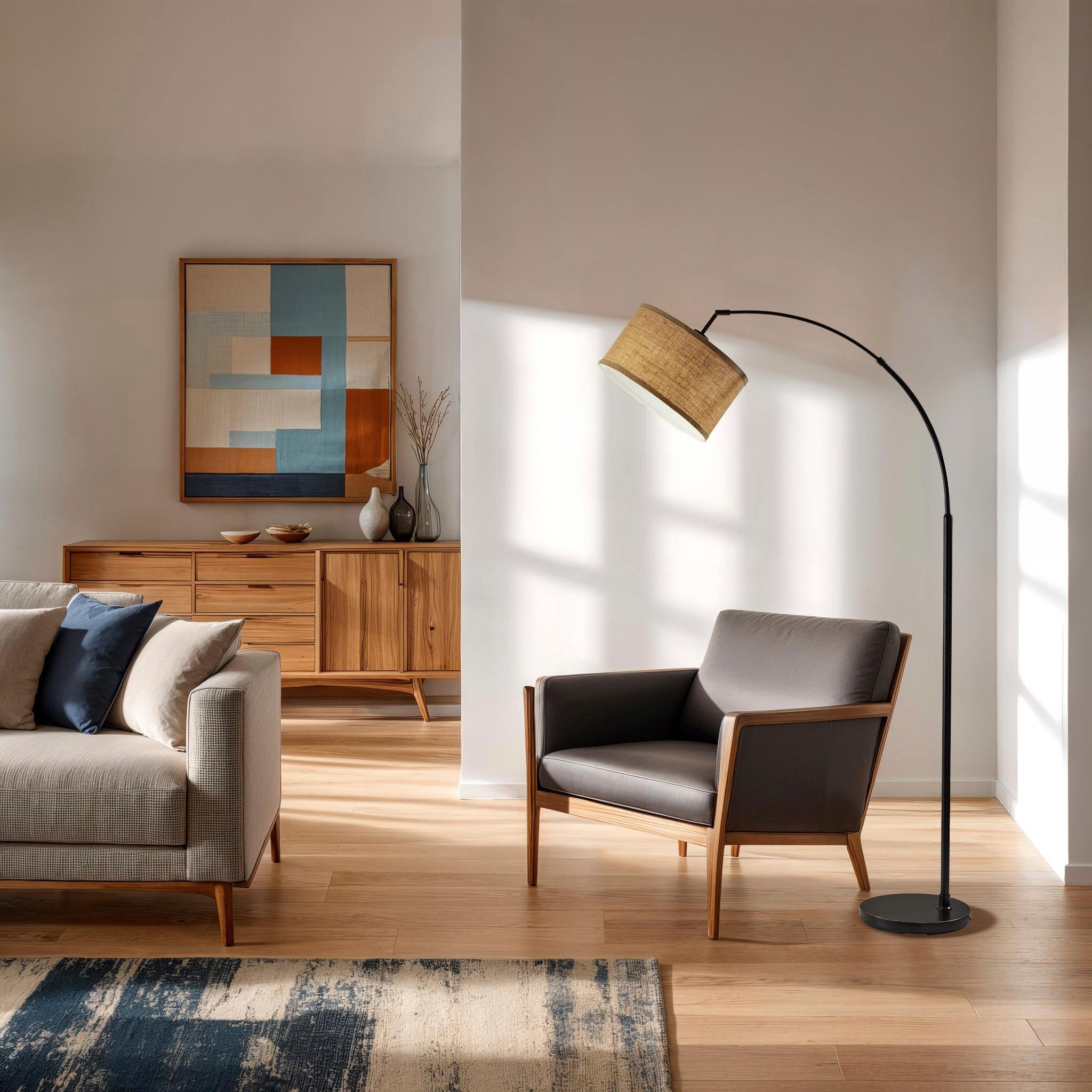 Adesso Simplee Burlap Arc Floor Lamp, , rollover