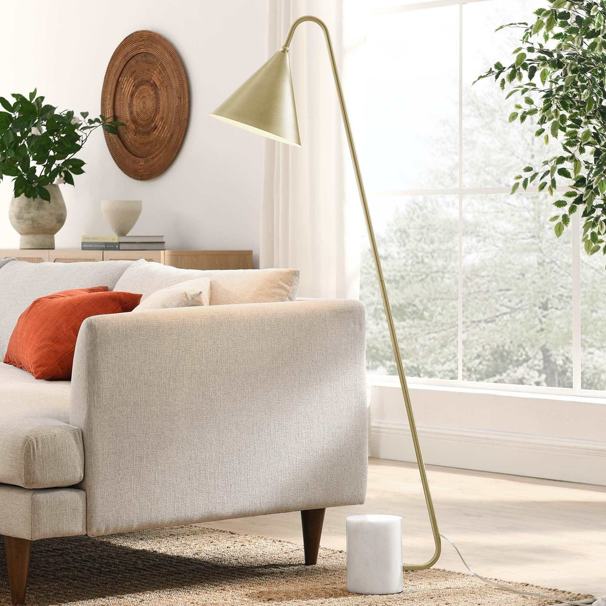 Modway Ayla Floor Lamp, Brass, rollover