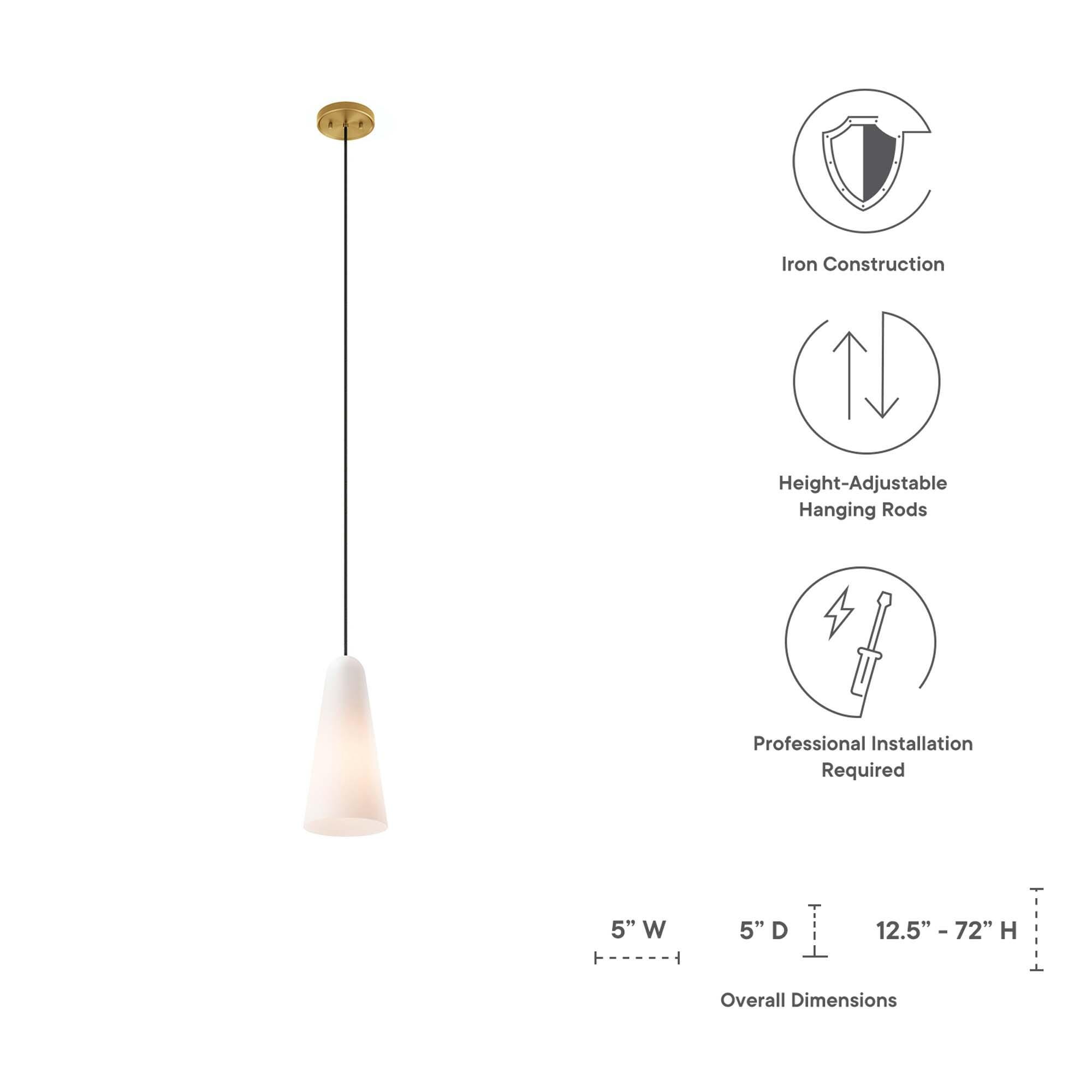 Modway Beacon Pendant Light, Opal/Brass, large