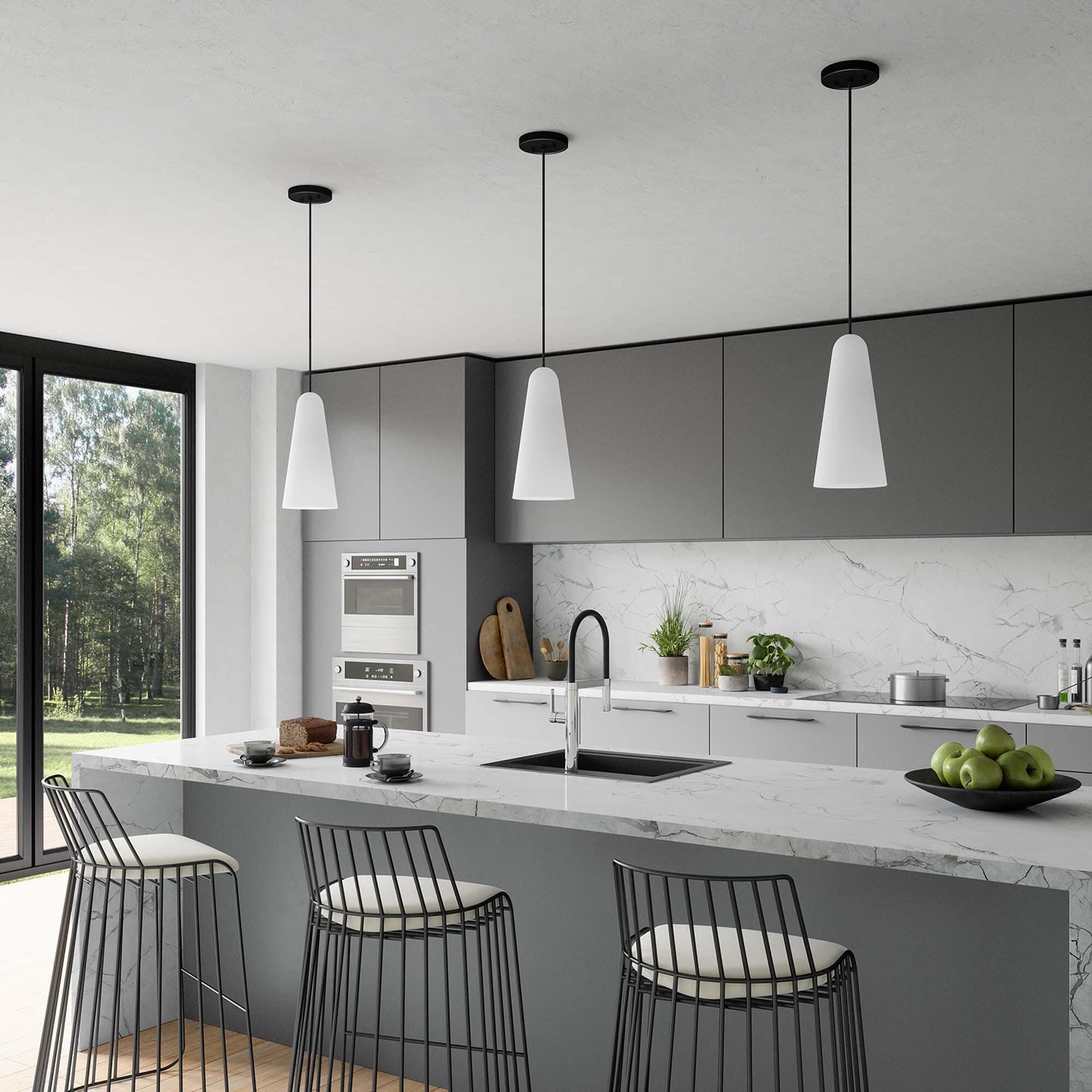 Modway Beacon Pendant Light, Opal/Black, rollover